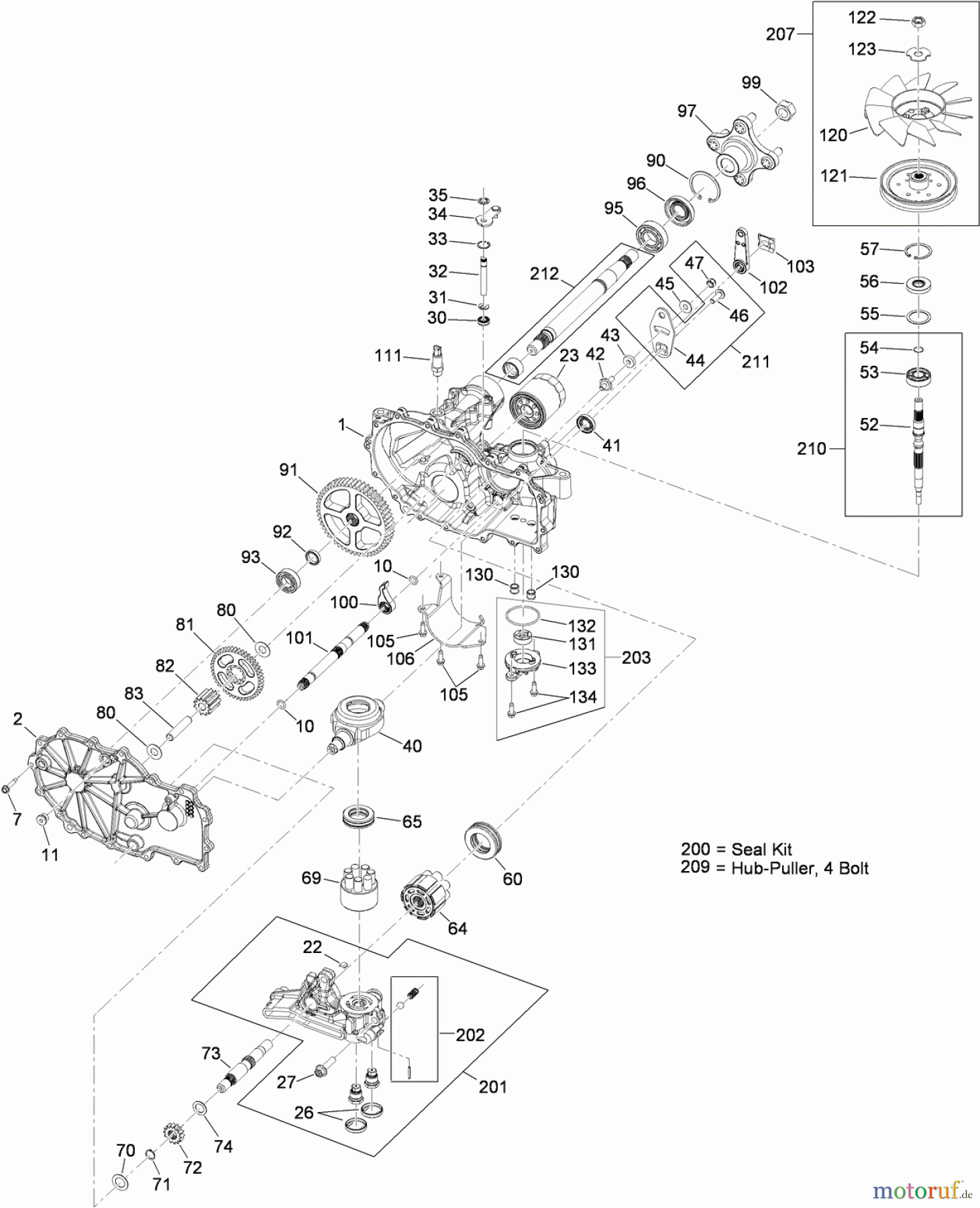 Toro Neu Mowers, Zero-Turn 74843 (ZX6020) - Toro TITAN ZX6020 Zero-Turn-Radius Riding Mower, 2011 (311000001-311999999) LH HYDRO ASSEMBLY NO. 115-2551