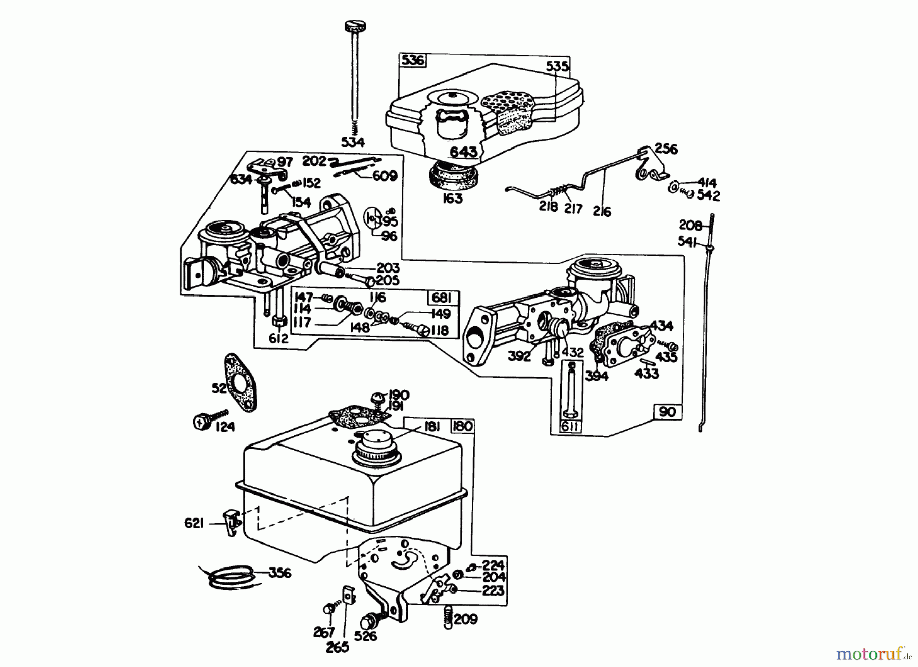 Toro Neu Blowers/Vacuums/Chippers/Shredders 62912 - Toro 5 hp Lawn Vacuum, 1981 (1000001-1999999) CARBURETOR ASSEMBLY