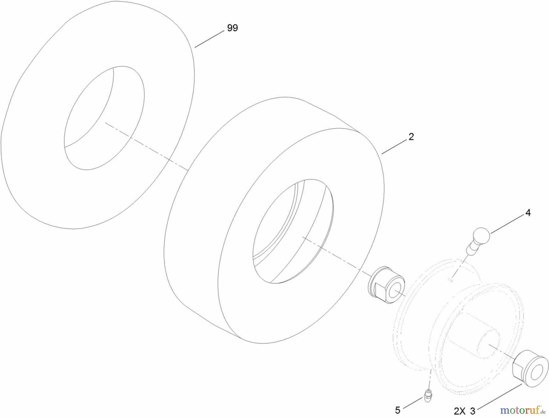 Toro Neu Mowers, Zero-Turn 74845 (ZX4820) - Toro TITAN ZX4820 Zero-Turn-Radius Riding Mower, 2012 (SN 312000001-312999999) WHEEL AND TIRE ASSEMBLY NO. 115-2554