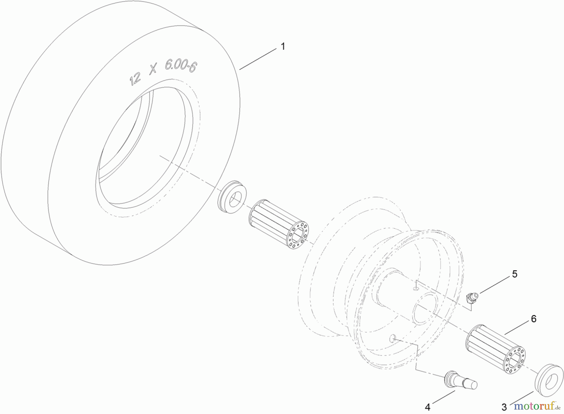  Toro Neu Mowers, Zero-Turn 74871 (MX4880) - Toro TITAN MX4880 Zero-Turn-Radius Riding Mower, 2012 (SN 312000001-312999999) WHEEL AND TIRE ASSEMBLY NO. 120-5506