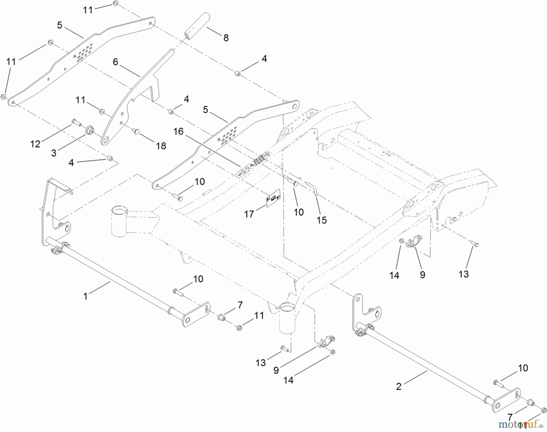  Toro Neu Mowers, Zero-Turn 74872 (MX5480) - Toro TITAN MX5480 Zero-Turn-Radius Riding Mower, 2011 (311000001-311999999) DECK LIFT ASSEMBLY