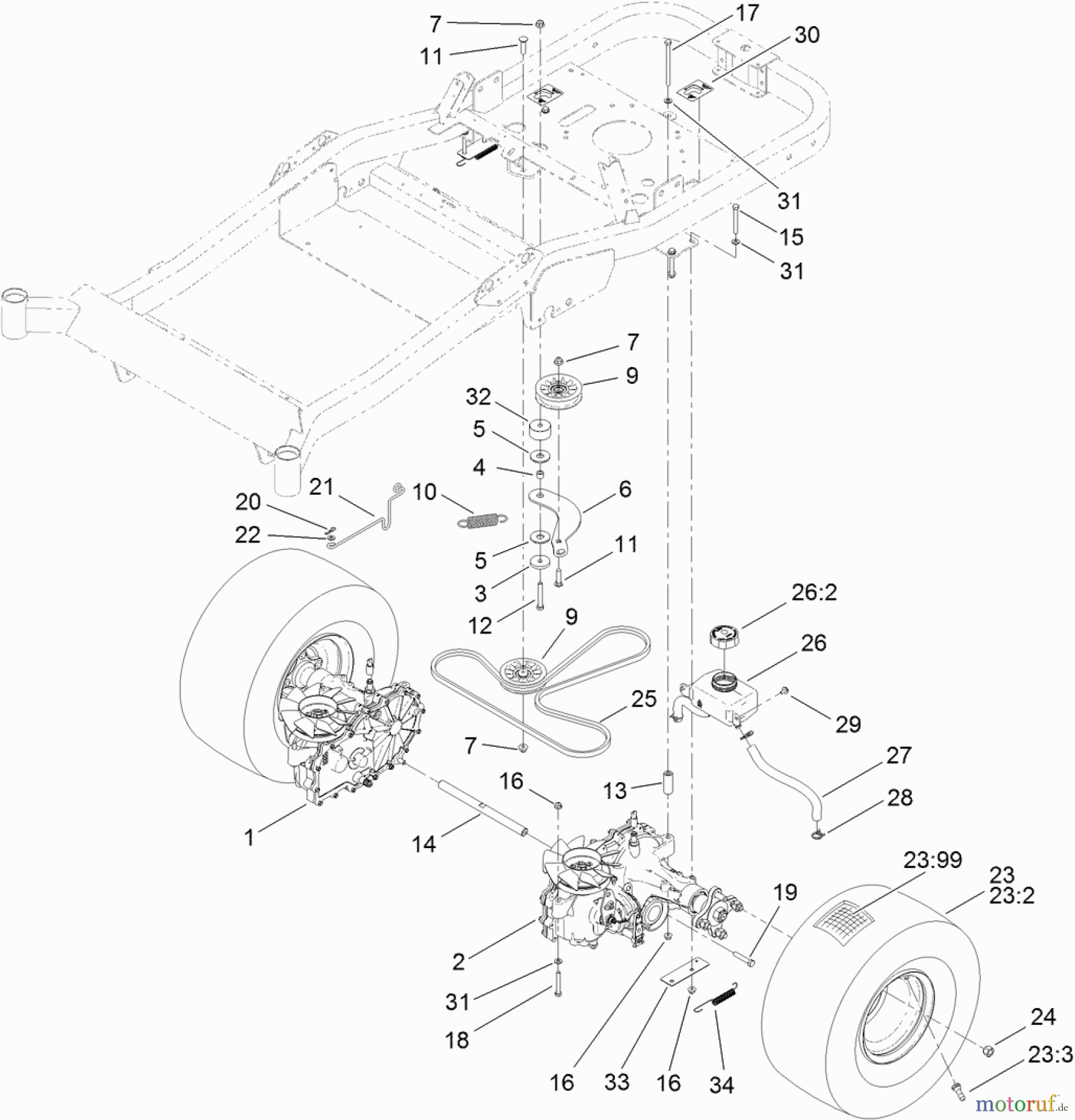 Toro Neu Mowers, Zero-Turn 74872 (MX5480) - Toro TITAN MX5480 Zero-Turn-Radius Riding Mower, 2011 (311000001-311999999) TRACTION DRIVE ASSEMBLY