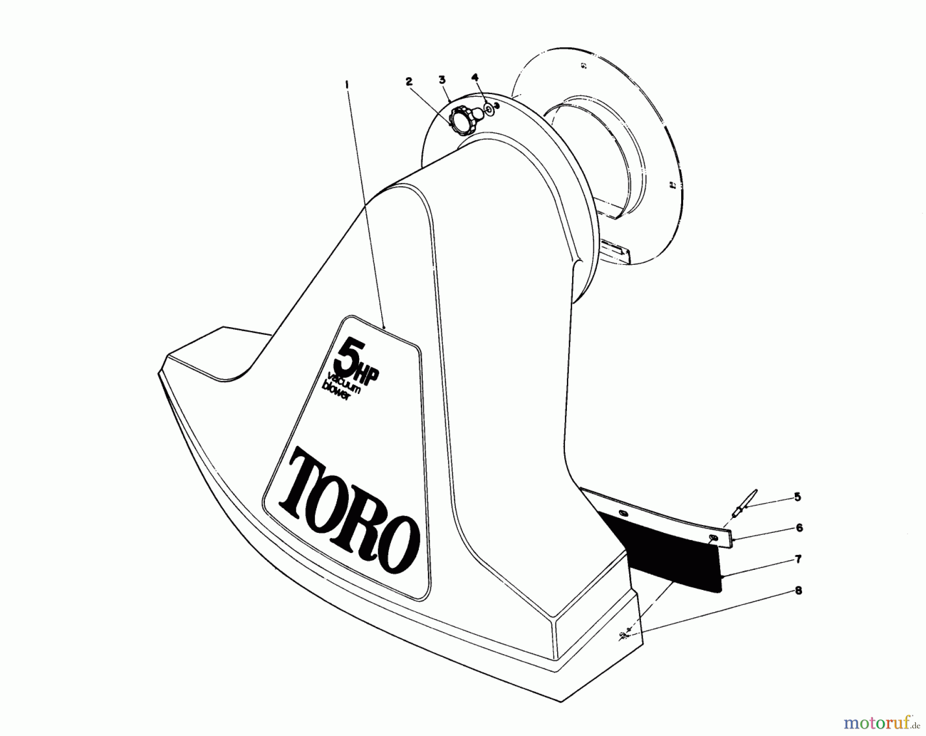 Toro Neu Blowers/Vacuums/Chippers/Shredders 62912 - Toro 5 hp Lawn Vacuum, 1982 (2000001-2999999) SNOUT ASSEMBLY (MODELS 62912 & 62923)
