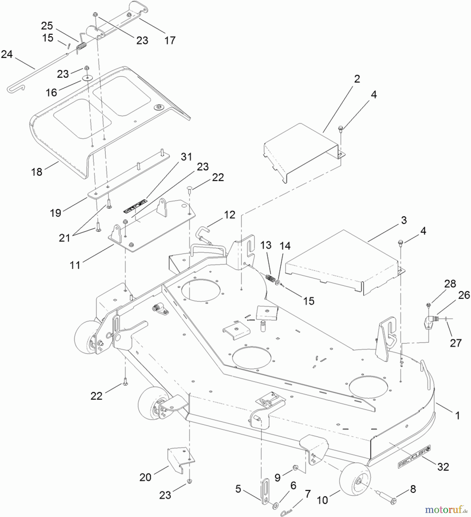  Toro Neu Mowers, Zero-Turn 74924 (ZX5420) - Toro TITAN ZX5420 Zero-Turn-Radius Riding Mower, 2011 (311000001-311999999) 54 INCH DECK ASSEMBLY