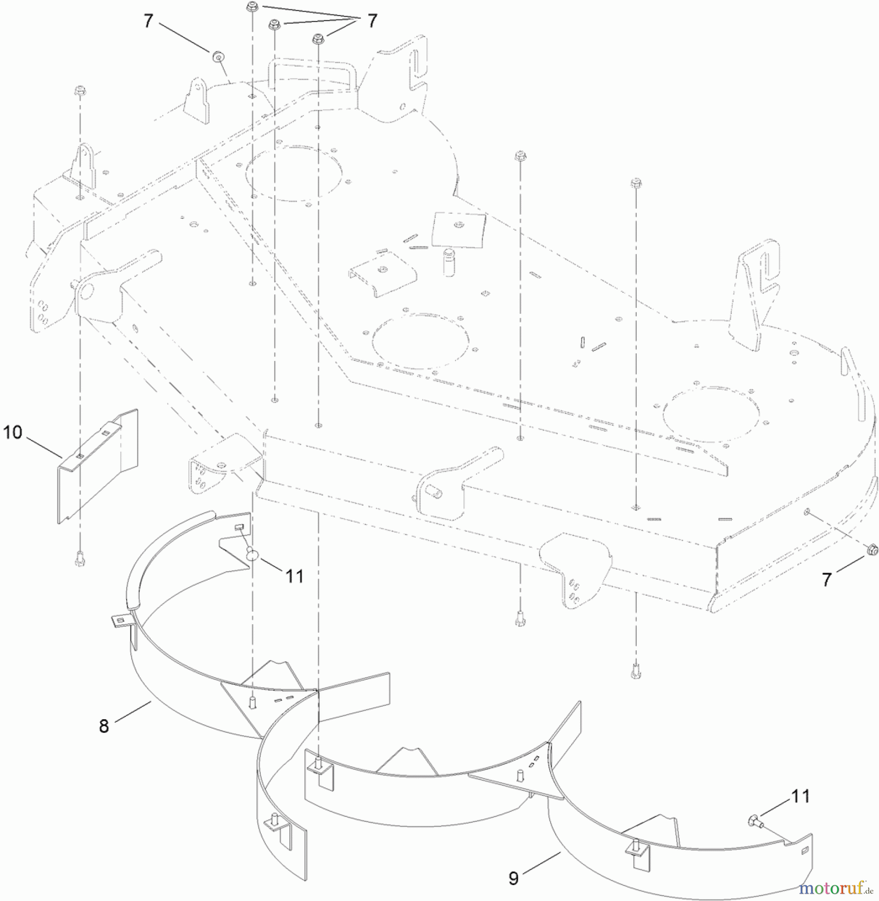 Toro Neu Mowers, Zero-Turn 74924 (ZX5420) - Toro TITAN ZX5420 Zero-Turn-Radius Riding Mower, 2011 (311000001-311999999) 54 INCH DECK BAFFLE AND GUARD ASSEMBLY