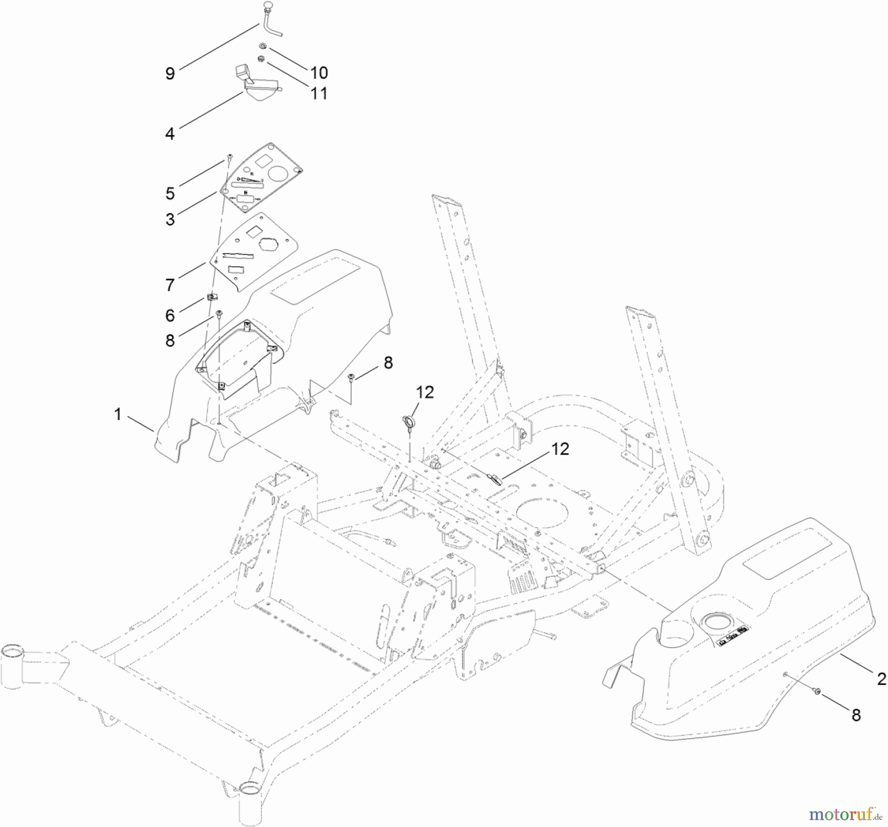 Toro Neu Mowers, Zero-Turn 74924 (ZX5420) - Toro TITAN ZX5420 Zero-Turn-Radius Riding Mower, 2011 (311000001-311999999) CONTROL PANEL AND BODY STYLING POD ASSEMBLY