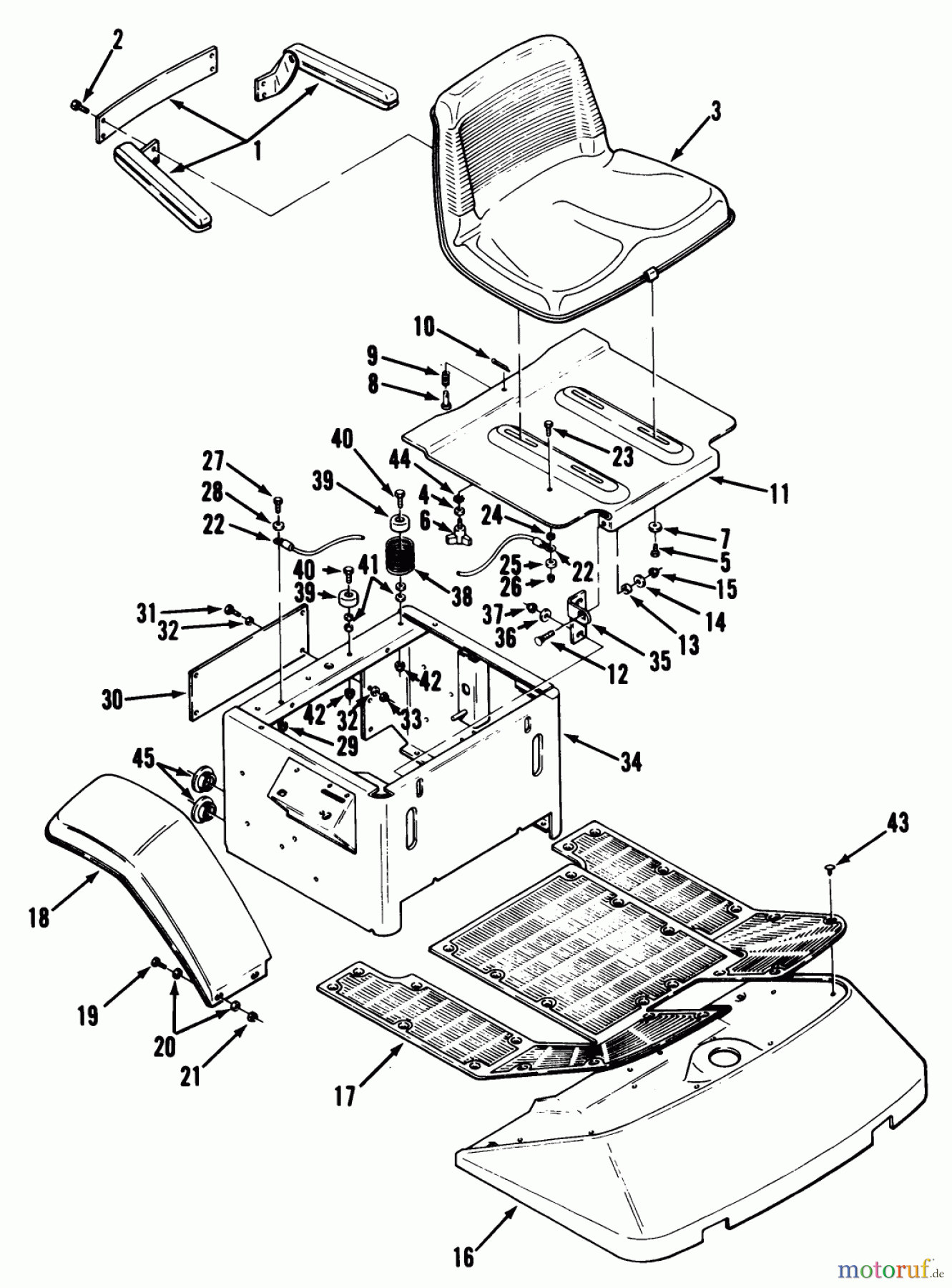 Toro Neu Mowers, Zero-Turn Y1-12OE01 (612-Z) - Toro 612-Z Tractor, 1990 FENDERS, FLOOR PAN AND SEAT