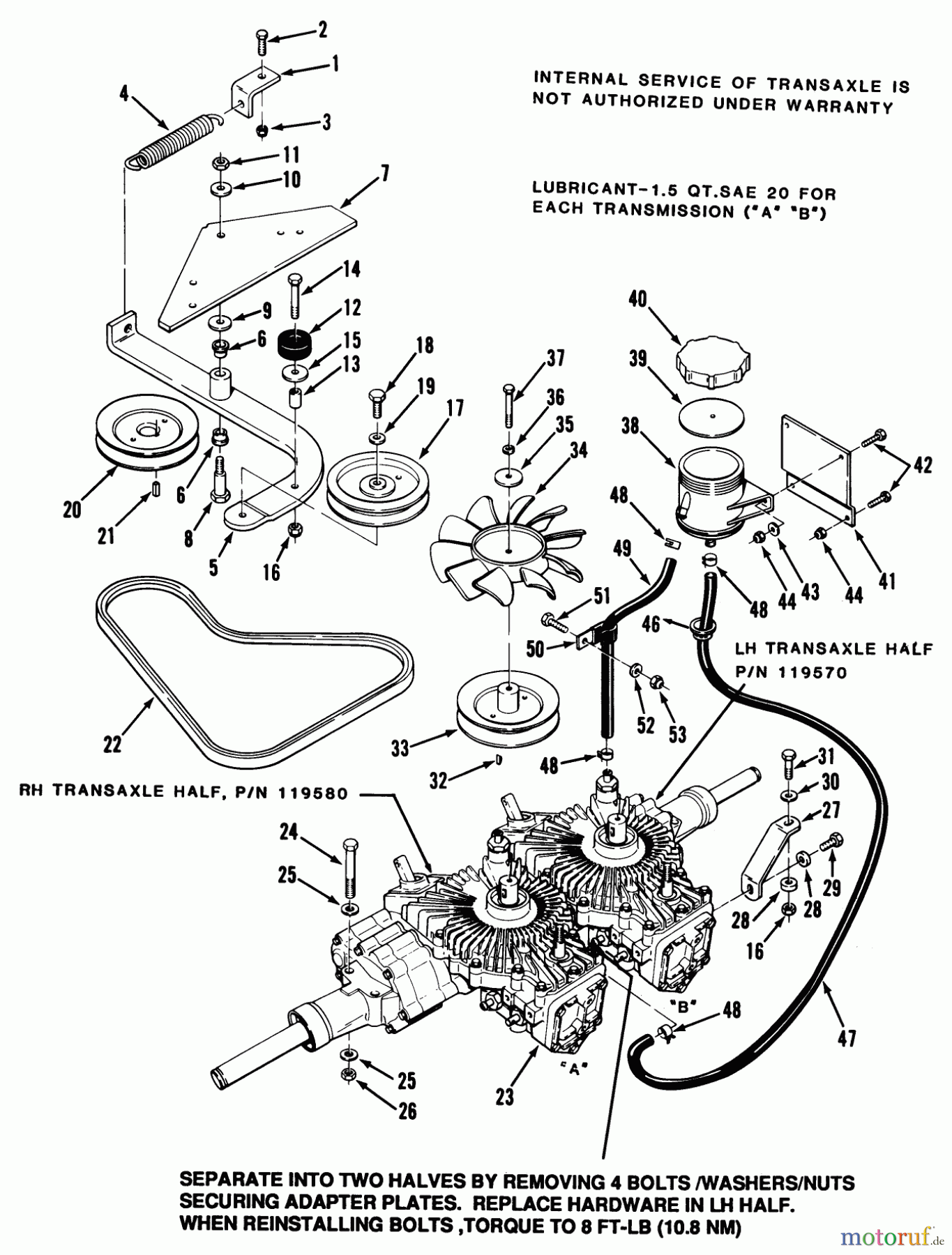 Toro Neu Mowers, Zero-Turn Y1-12OE01 (612-Z) - Toro 612-Z Tractor, 1990 TRANSMISSION AND DRIVE SYSTEM