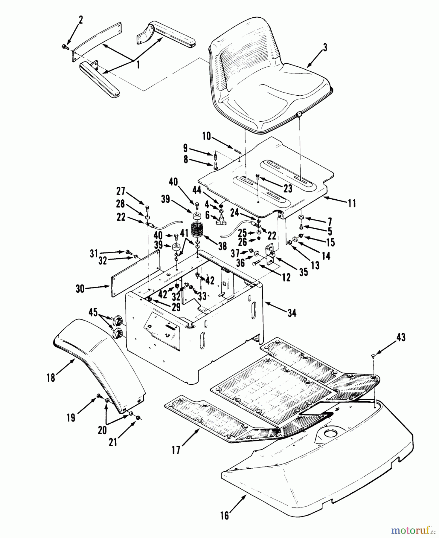 Toro Neu Mowers, Zero-Turn Y1-20OE02 (620-Z) - Toro 620-Z Tractor, 1991 (1000001-1999999) FENDERS, FLOOR PAN AND SEAT
