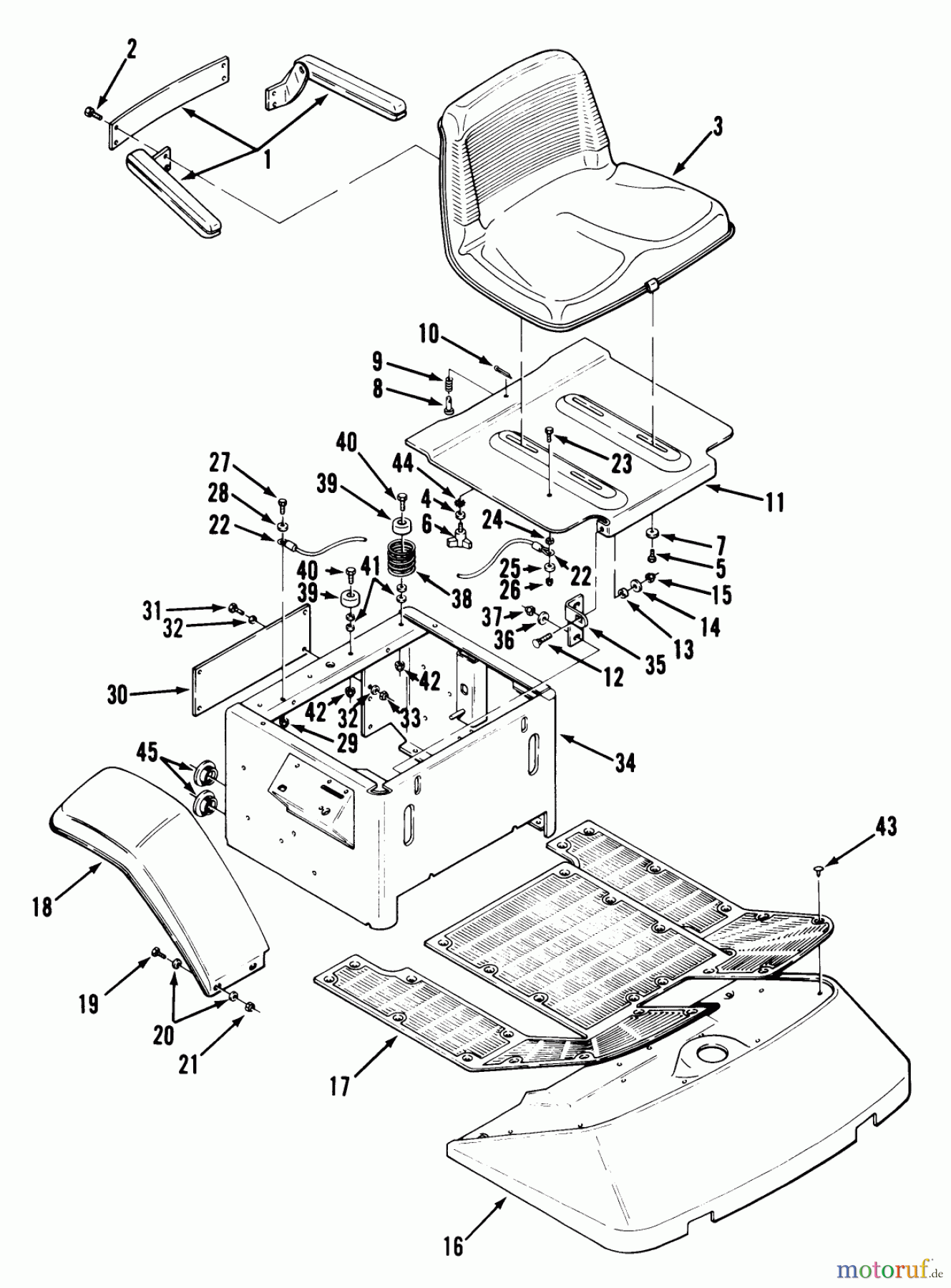 Toro Neu Mowers, Zero-Turn Y1-16OE01 (616-Z) - Toro 616-Z Tractor, 1989 SECTION 8-FENDERS, FLOOR PAN AND SEAT