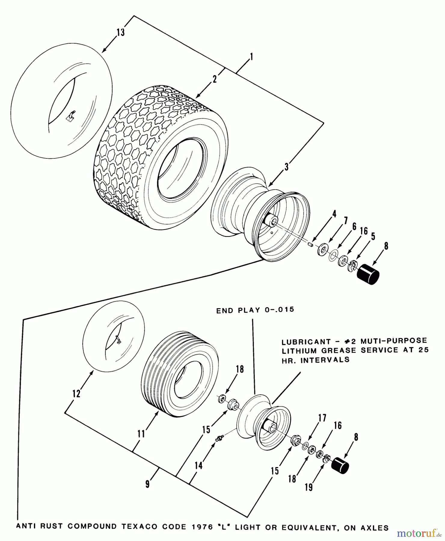 Toro Neu Mowers, Zero-Turn Y1-16OE01 (616-Z) - Toro 616-Z Tractor, 1989 WHEELS AND TIRES