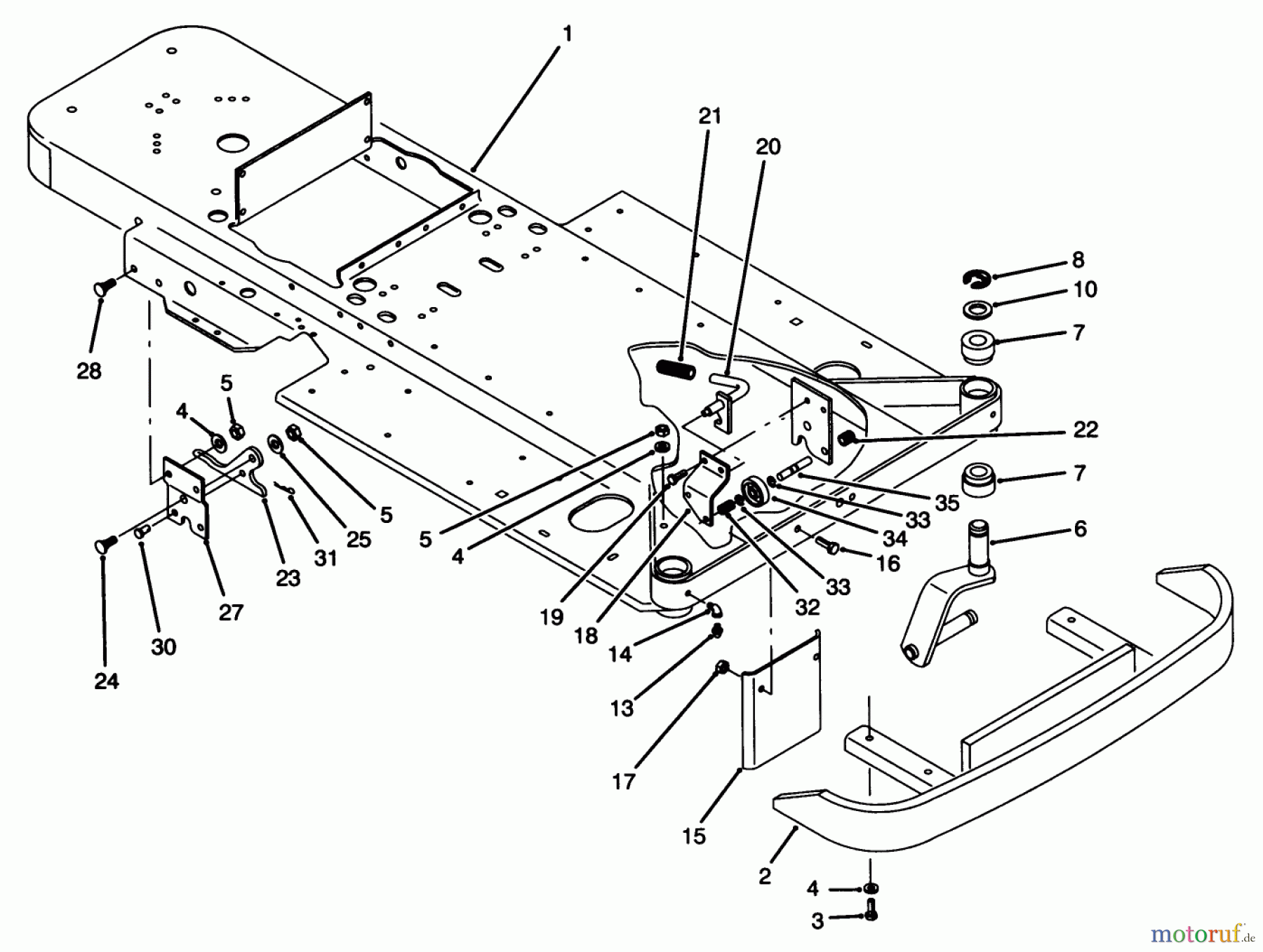 Toro Neu Mowers, Zero-Turn Y1-20OE03 (620-Z) - Toro 620-Z Tractor, 1992 (2000001-2999999) FRAME & FRONT WHEEL FORK ASSEMBLY