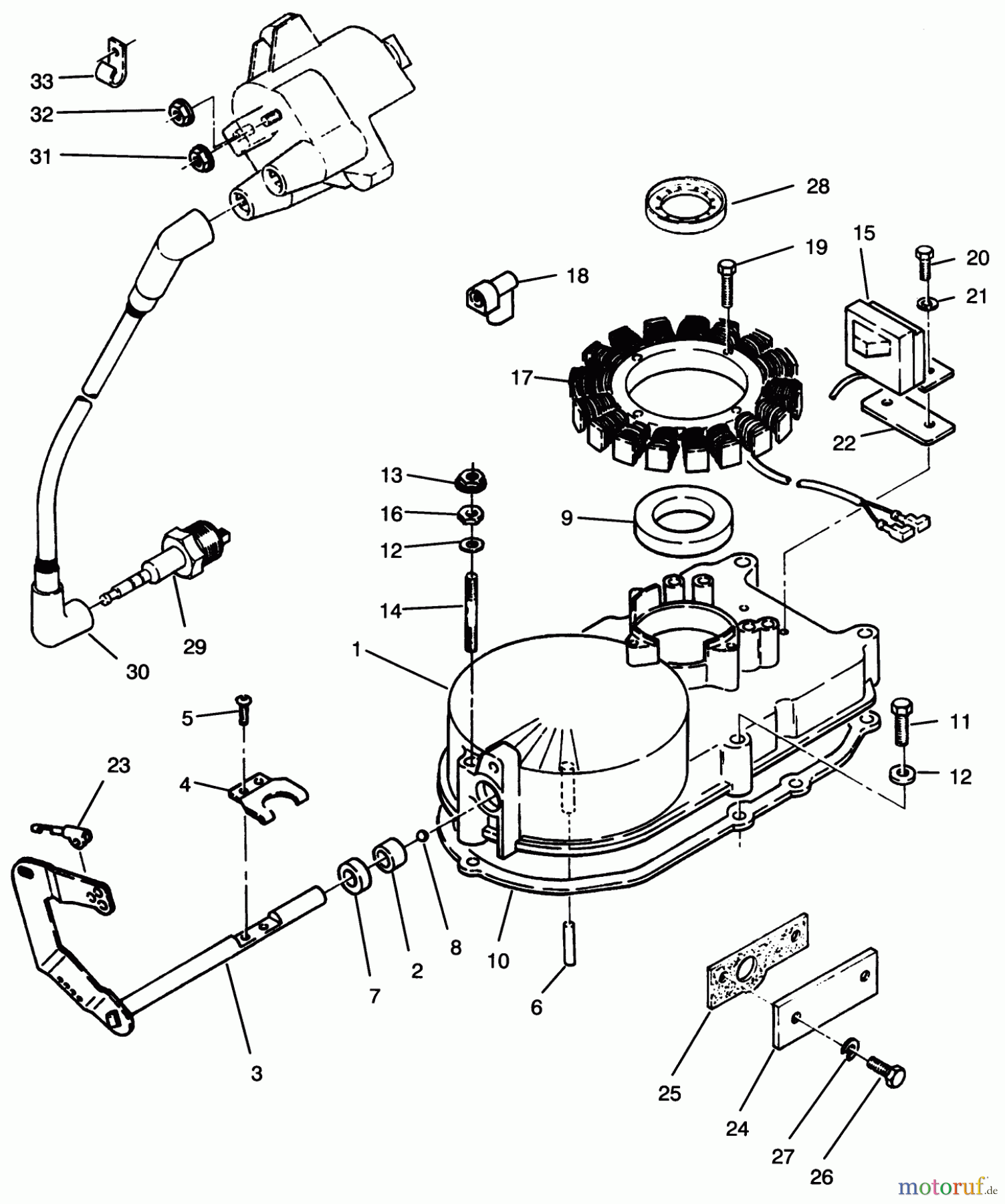 Toro Neu Mowers, Zero-Turn Y1-16OE04 (616-Z) - Toro 616-Z Tractor, 1992 (2000001-2999999) GEARCASE & IGNITION ASSEMBLY