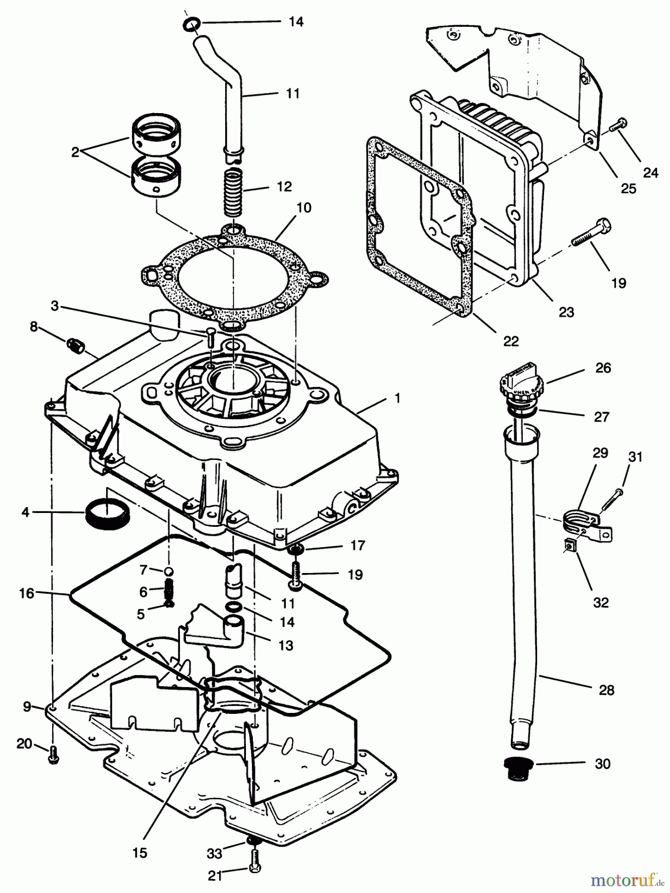  Toro Neu Mowers, Zero-Turn Y1-16OE04 (616-Z) - Toro 616-Z Tractor, 1992 (2000001-2999999) OIL BASE & FILL TUBE ASSEMBLY