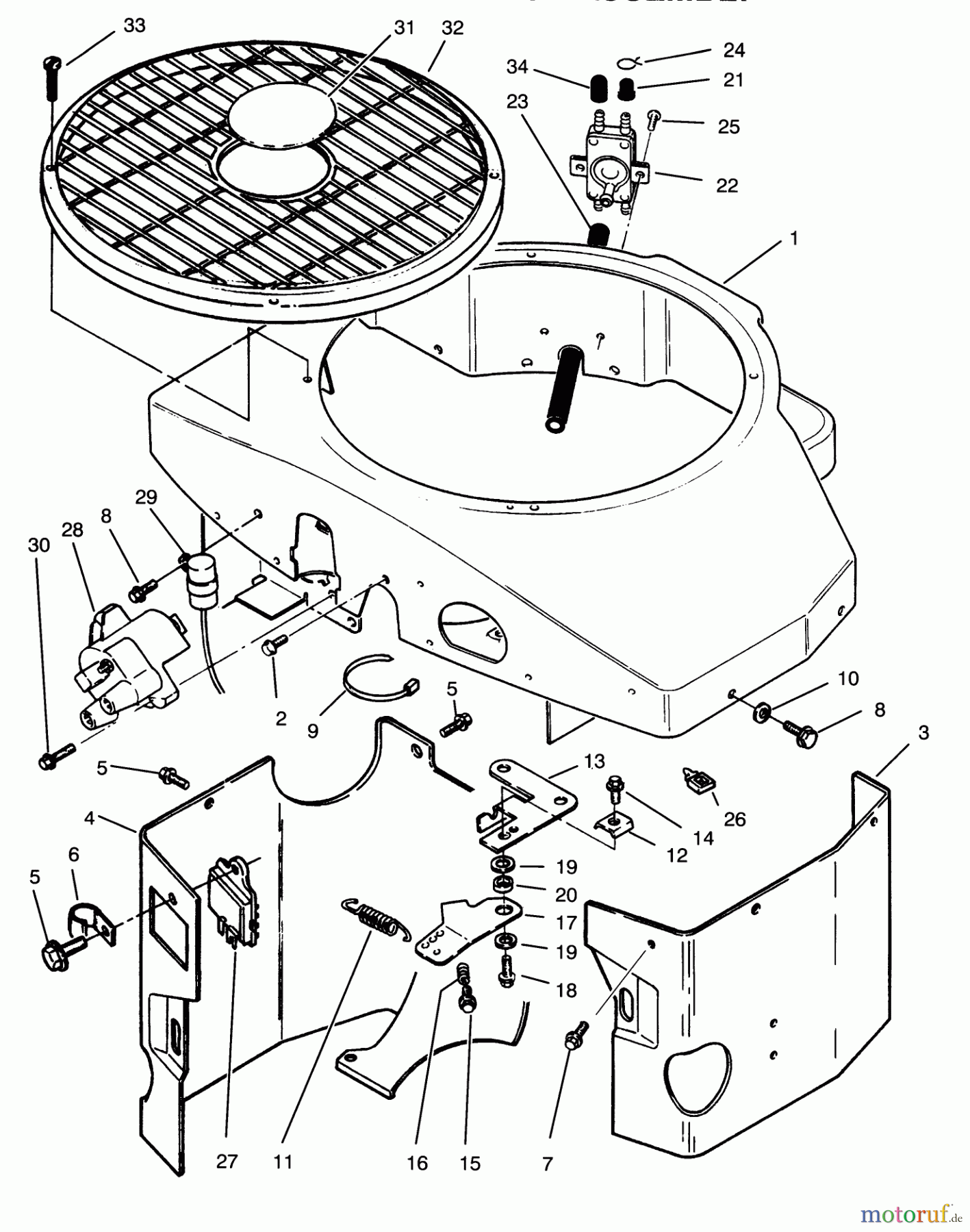 Toro Neu Mowers, Zero-Turn Y1-16OEE4 (616-Z) - Toro 616-Z Tractor, 1992 (2000001-2999999) COVERS, FUEL PUMP, COIL, REGULATOR & GOVERNOR LINKAGE ASSEMBLY