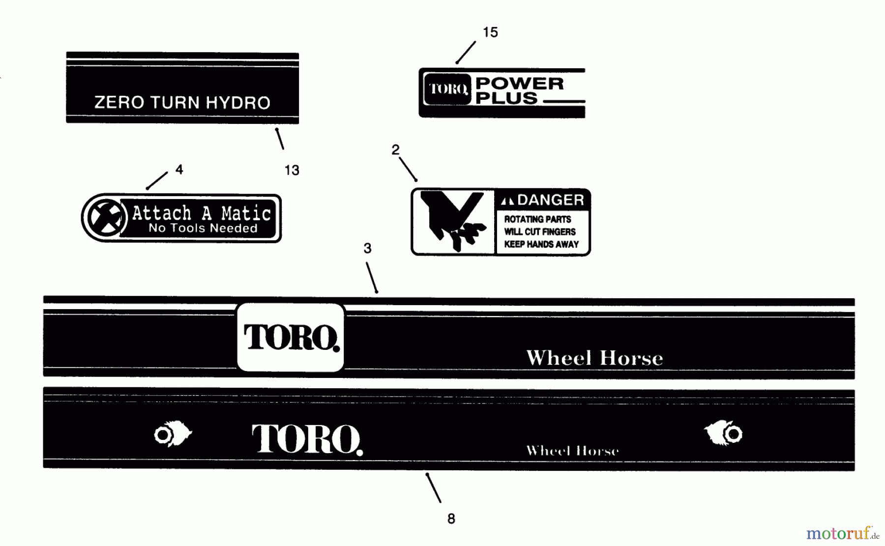 Toro Neu Mowers, Zero-Turn Y1-16OEE4 (616-Z) - Toro 616-Z Tractor, 1992 (2000001-2999999) DECALS #2