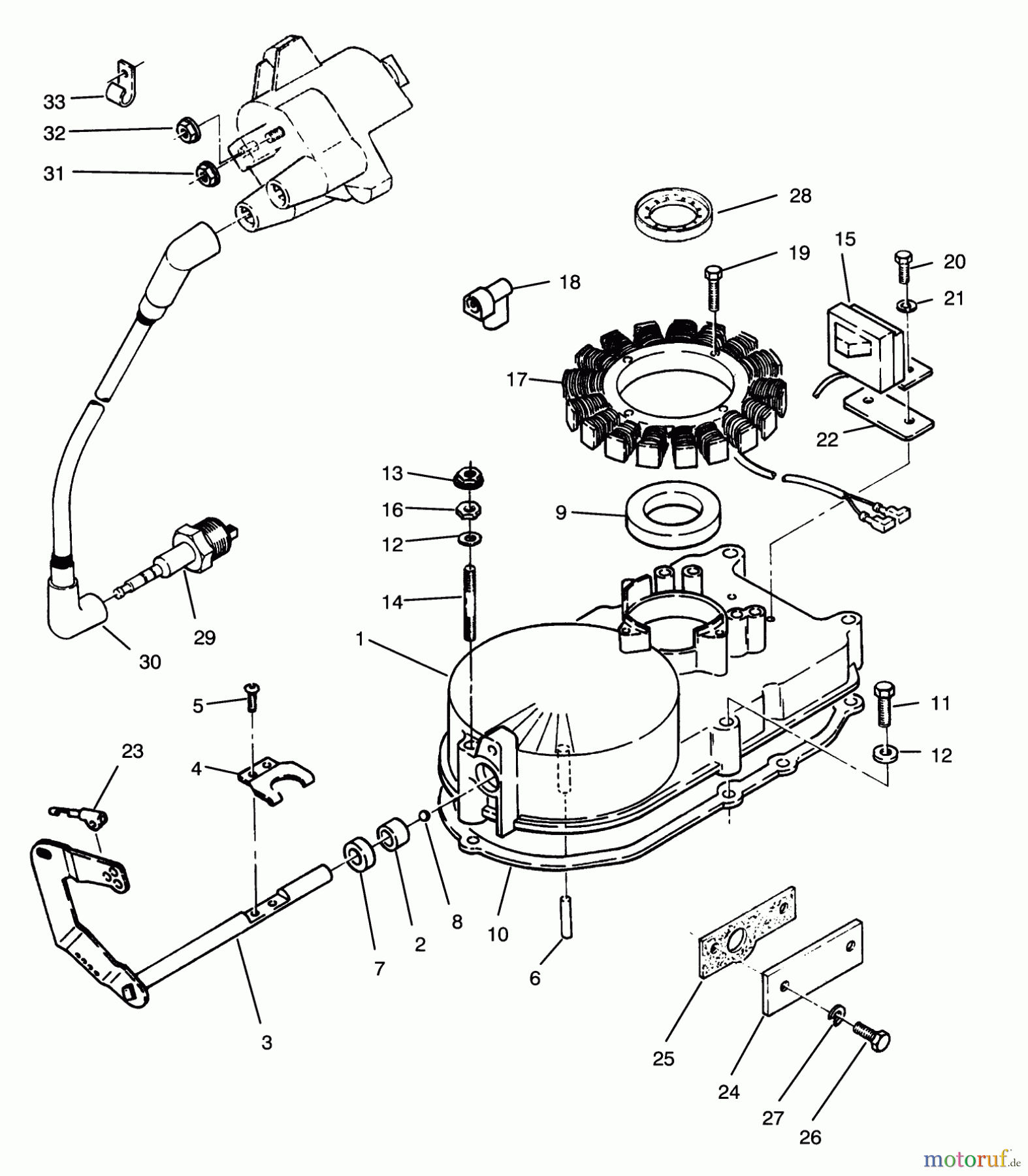 Toro Neu Mowers, Zero-Turn Y1-16OEE4 (616-Z) - Toro 616-Z Tractor, 1992 (2000001-2999999) GEARCASE & IGNITION ASSEMBLY
