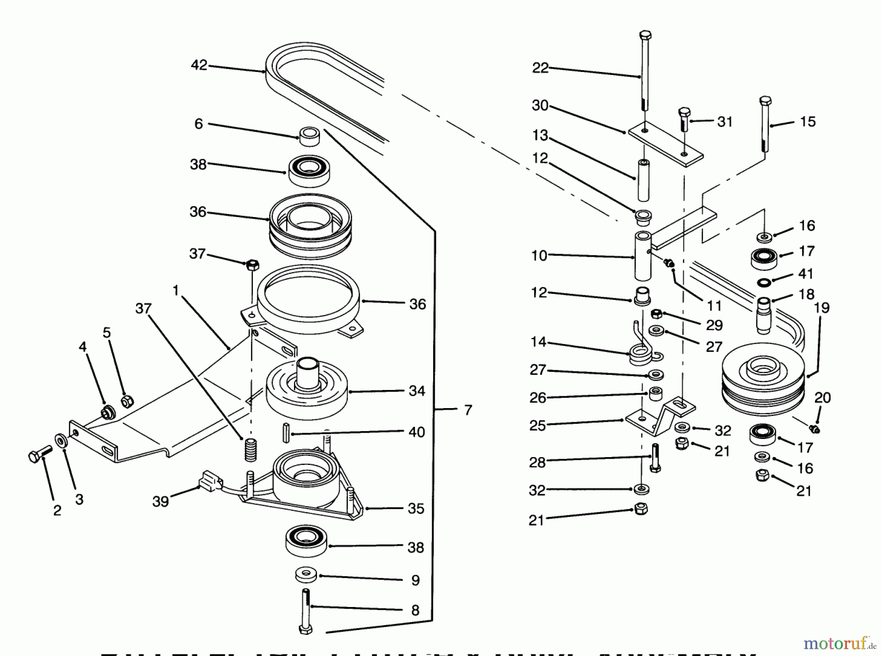 Toro Neu Mowers, Zero-Turn Y1-16OEE4 (616-Z) - Toro 616-Z Tractor, 1992 (2000001-2999999) PTO ELECTRIC CLUTCH & DRIVE ASSEMBLY