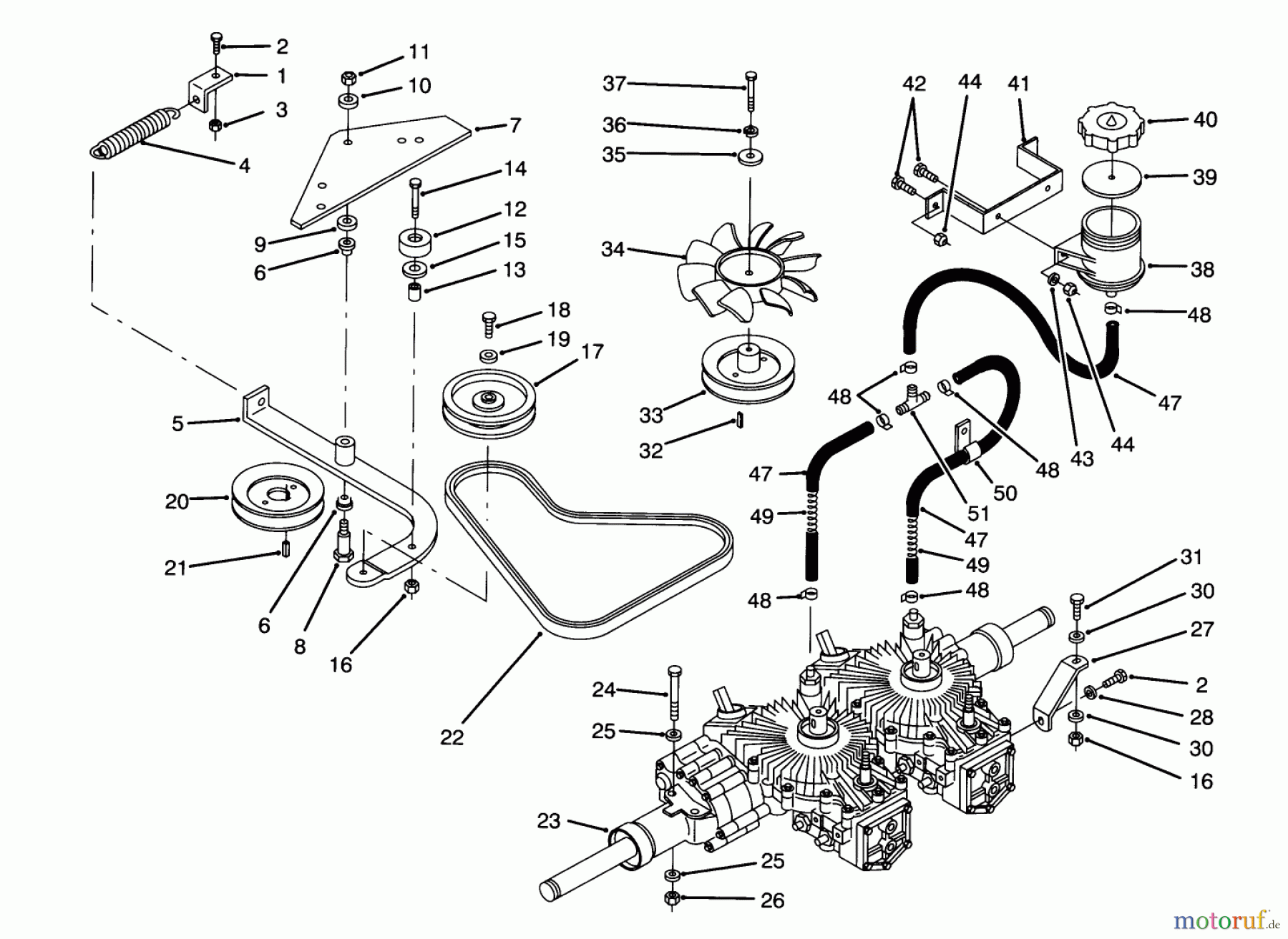Toro Neu Mowers, Zero-Turn Y1-16OEE4 (616-Z) - Toro 616-Z Tractor, 1992 (2000001-2999999) TRANSMISSION & DRIVE SYSTEM ASSEMBLY