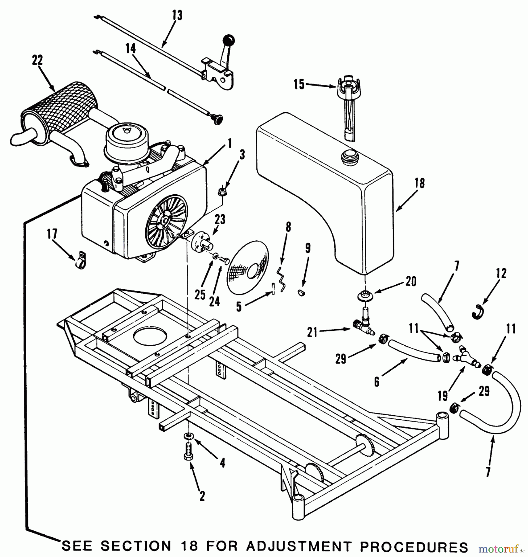 Toro Neu Mowers, Zero-Turn Z1-18KE01 (718-Z) - Toro 718-Z Tractor, 1986 ENGINE AND FUEL SYSTEMS