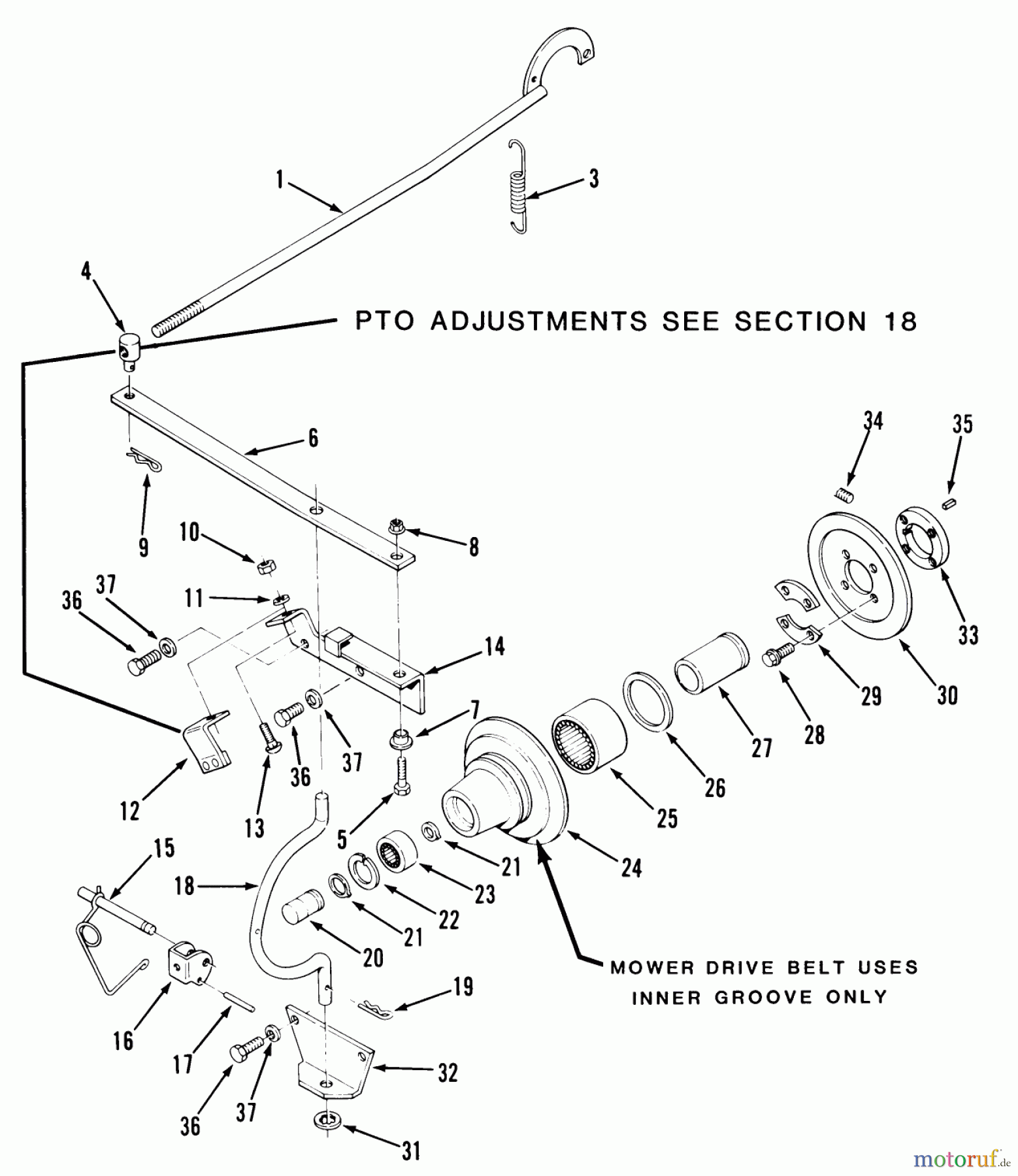 Toro Neu Mowers, Zero-Turn Z1-18KE01 (718-Z) - Toro 718-Z Tractor, 1986 PTO DRIVE