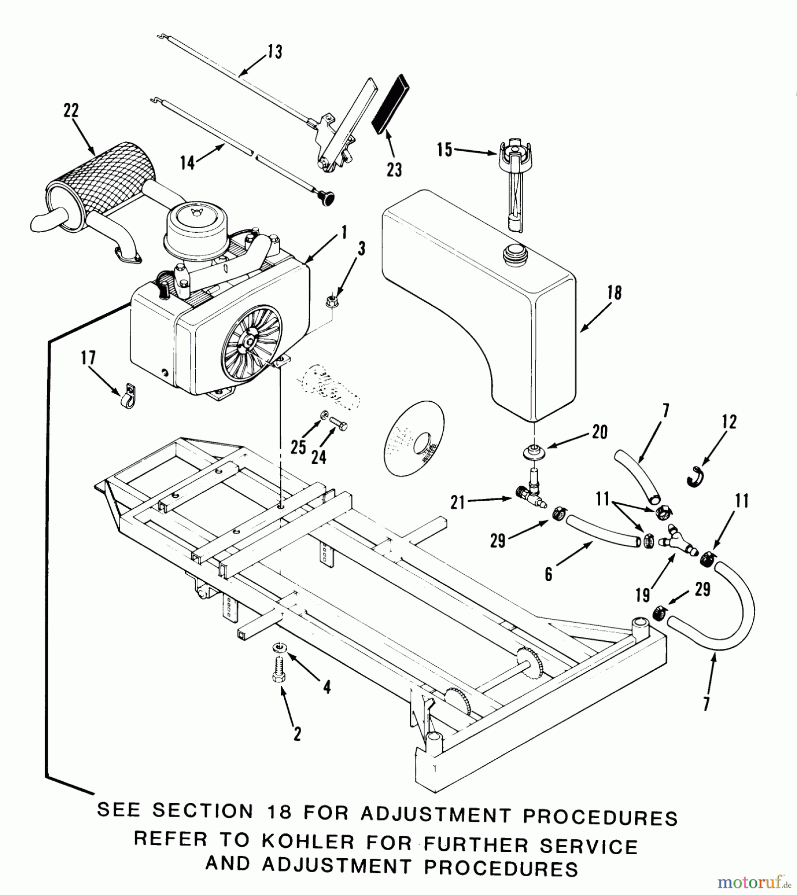 Toro Neu Mowers, Zero-Turn Z1-18KE02 (718-Z) - Toro 718-Z Tractor, 1987 ENGINE AND FUEL SYSTEMS