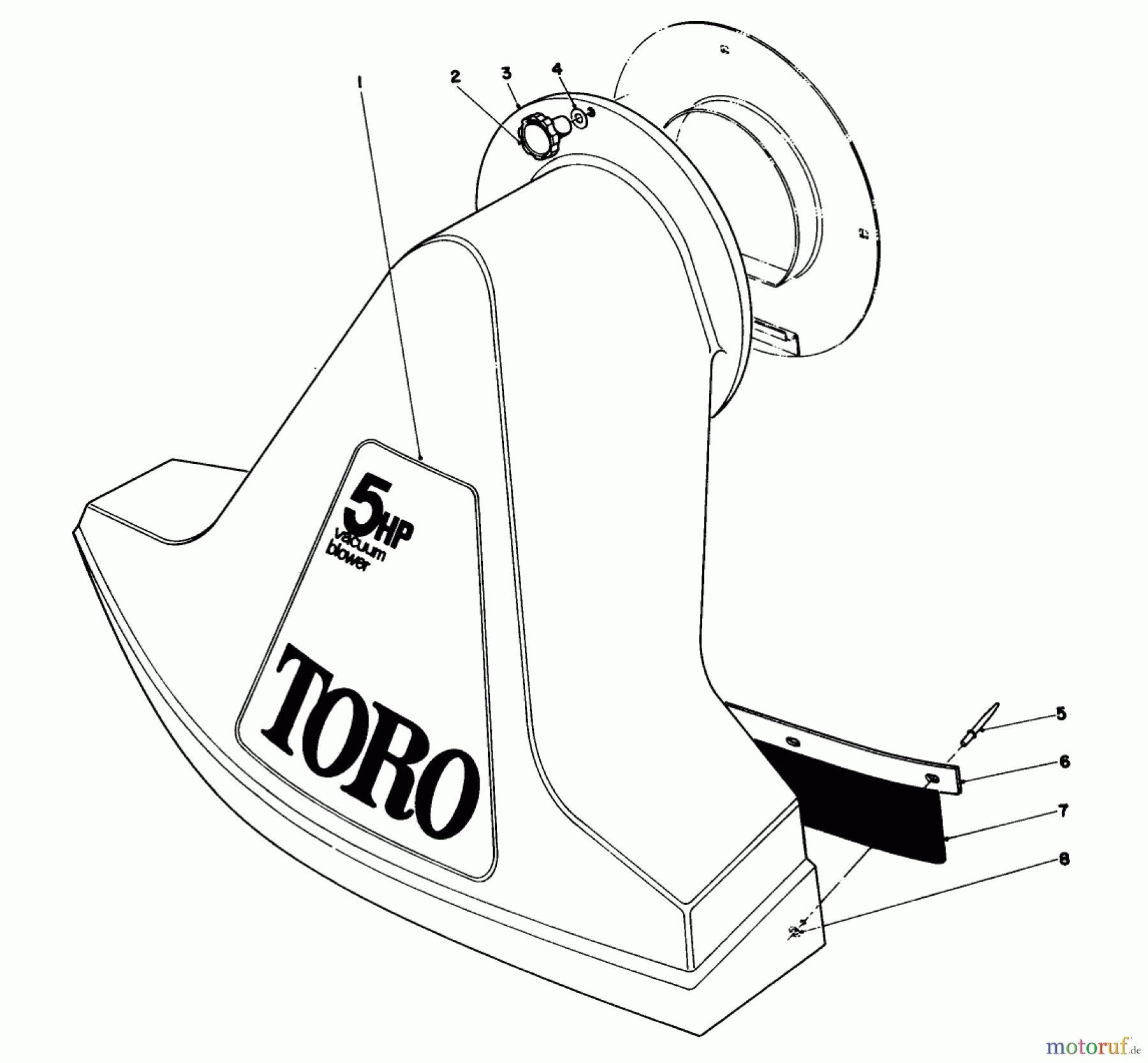 Toro Neu Blowers/Vacuums/Chippers/Shredders 62923 - Toro 5 hp Lawn Vacuum, 1985 (5000001-5999999) SNOUT ASSEMBLY (MODEL 62912 & 62923)