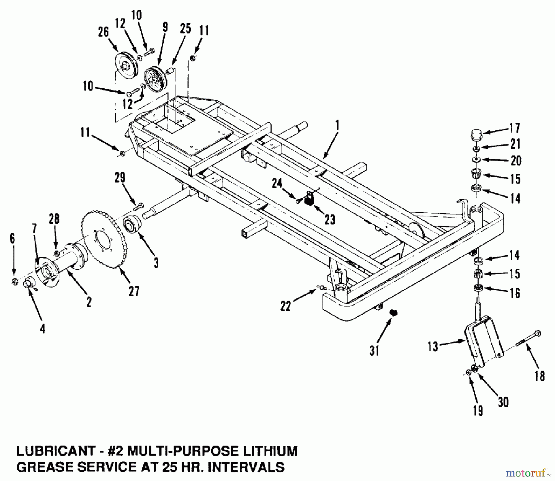 Toro Neu Mowers, Zero-Turn Z1-24OE02 (724-Z) - Toro 724-Z Tractor, 1989 SECTION 1-FRAME, REAR HUB AND FRONT WHEEL FORK