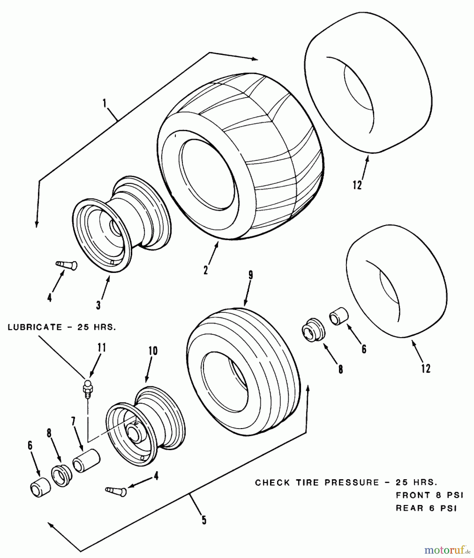 Toro Neu Mowers, Zero-Turn Z1-24OE02 (724-Z) - Toro 724-Z Tractor, 1989 SECTION 2-WHEELS AND TIRES