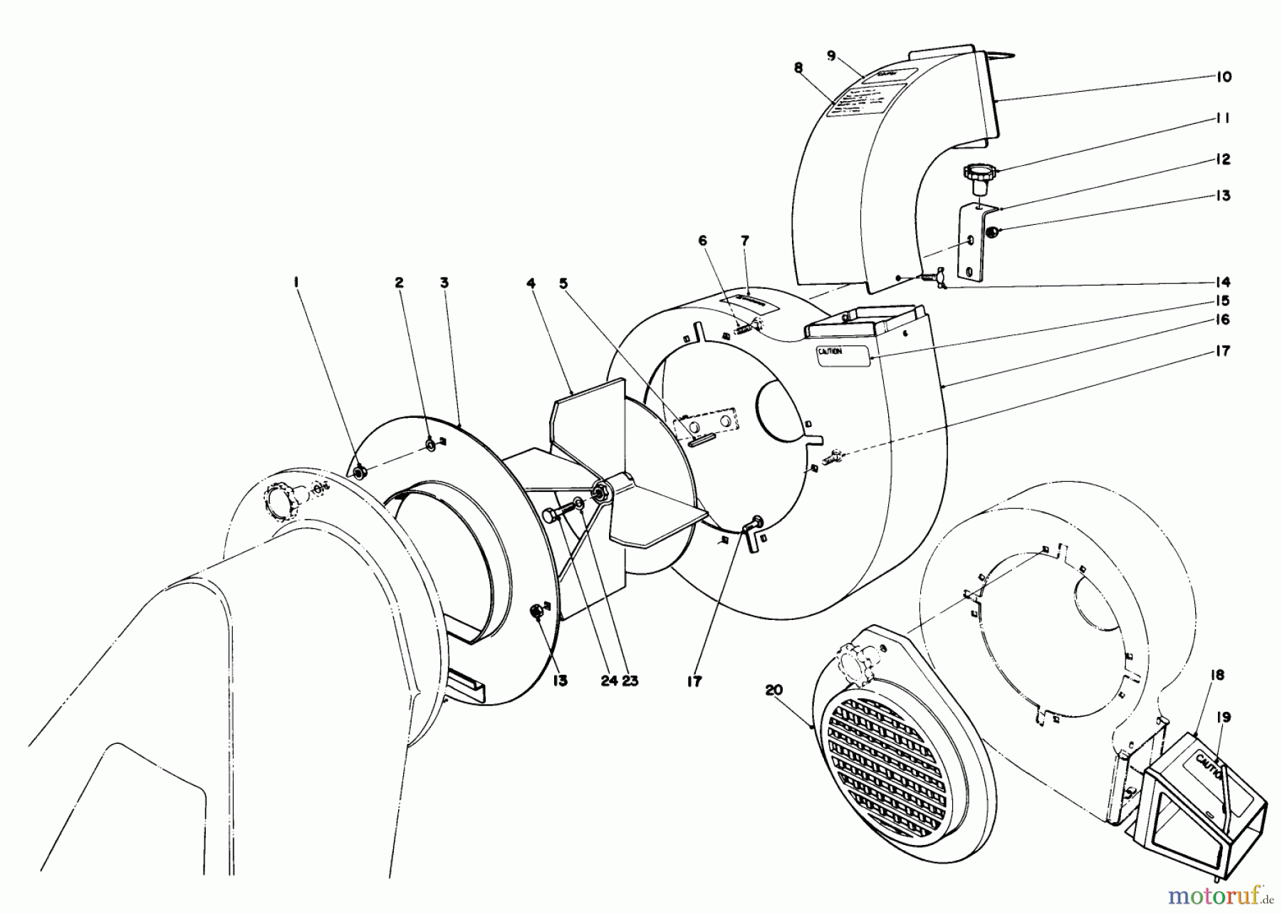 Toro Neu Blowers/Vacuums/Chippers/Shredders 62912 - Toro 5 hp Lawn Vacuum, 1986 (6000001-6999999) BLOWER ASSEMBLY (MODEL 62912 & 62923)