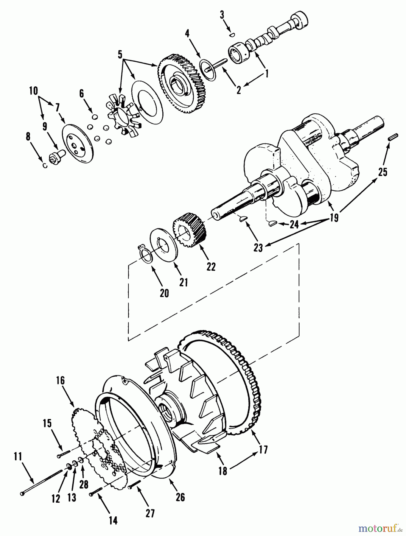 Toro Neu Mowers, Zero-Turn Z1-24OE03 (724-Z) - Toro 724-Z Tractor, 1990 CRANKSHAFT, CAMSHAFT & FLYWHEEL