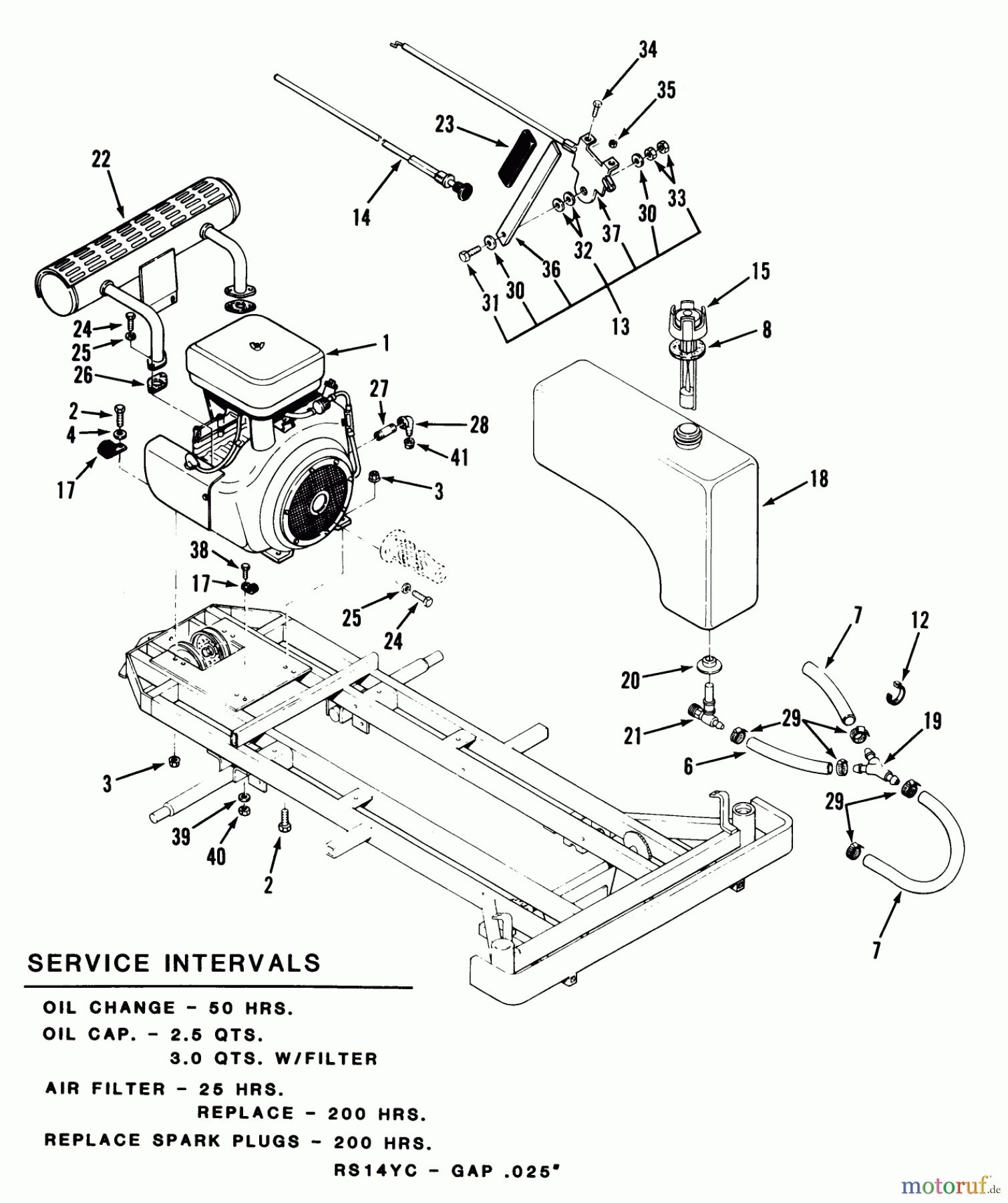 Toro Neu Mowers, Zero-Turn Z1-24OE03 (724-Z) - Toro 724-Z Tractor, 1990 ENGINE AND FUEL SYSTEM