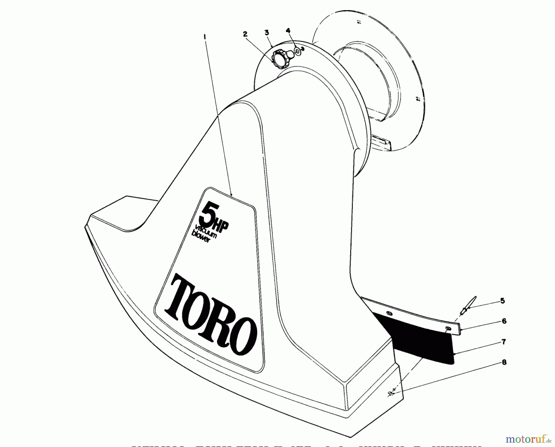 Toro Neu Blowers/Vacuums/Chippers/Shredders 62912 - Toro 5 hp Lawn Vacuum, 1986 (6000001-6999999) SNOUT ASSEMBLY (MODELS 62912 & 62923)