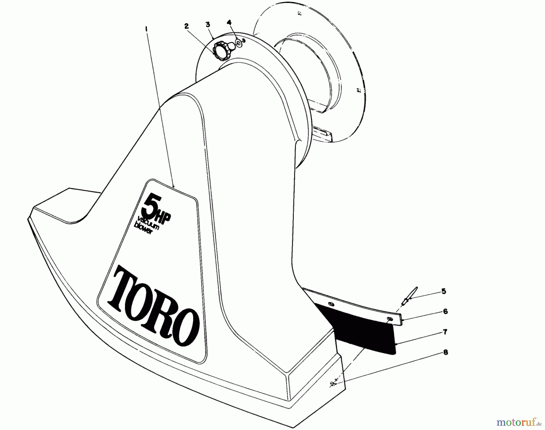 Toro Neu Blowers/Vacuums/Chippers/Shredders 62912 - Toro 5 hp Lawn Vacuum, 1987 (7000001-7999999) SNOUT ASSEMBLY (MODELS 62912 & 62923)