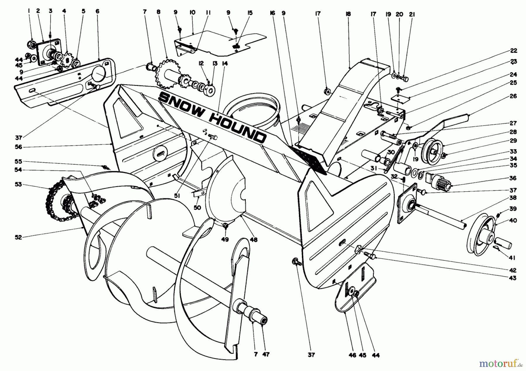  Toro Neu Snow Blowers/Snow Throwers Seite 1 31304 - Toro Snowhound, 1974 (4000001-4999999) AUGER ASSEMBLY