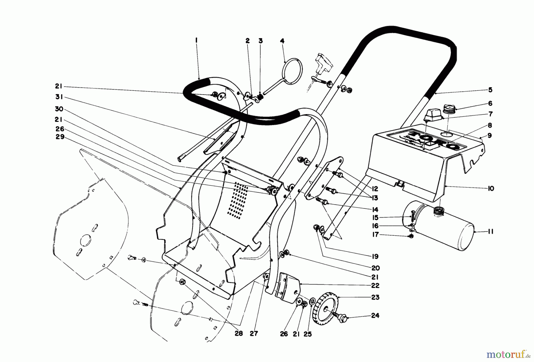 Toro Neu Snow Blowers/Snow Throwers Seite 1 31411 - Toro Snow Pup, 1971 (1000001-1999999) UPPER MAIN FRAME