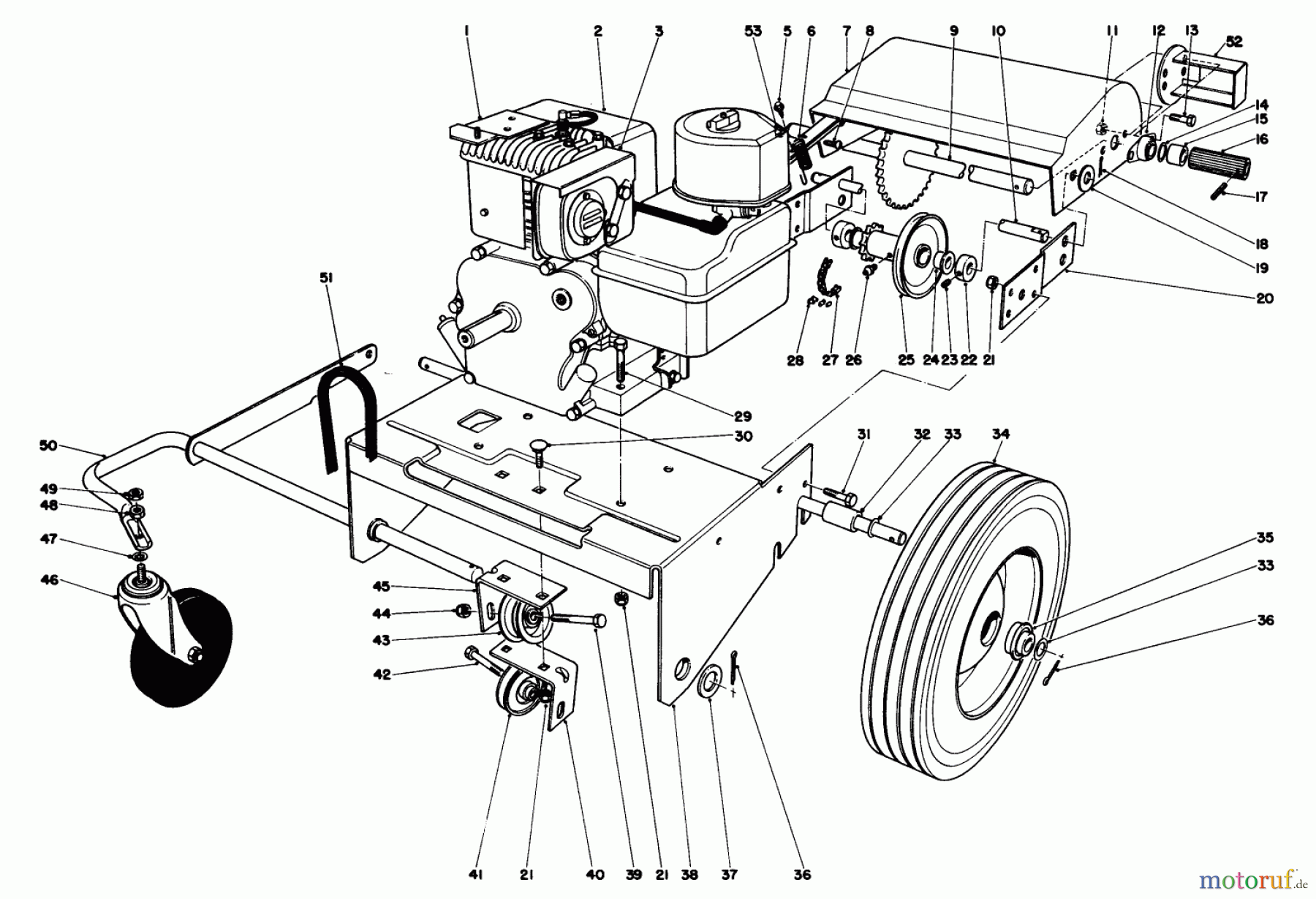 Toro Neu Blowers/Vacuums/Chippers/Shredders 62912 - Toro 5 hp Lawn Vacuum, 1991 (1000001-1999999) ENGINE & BASE ASSEMBLY (MODEL 62923 CONTINUED)
