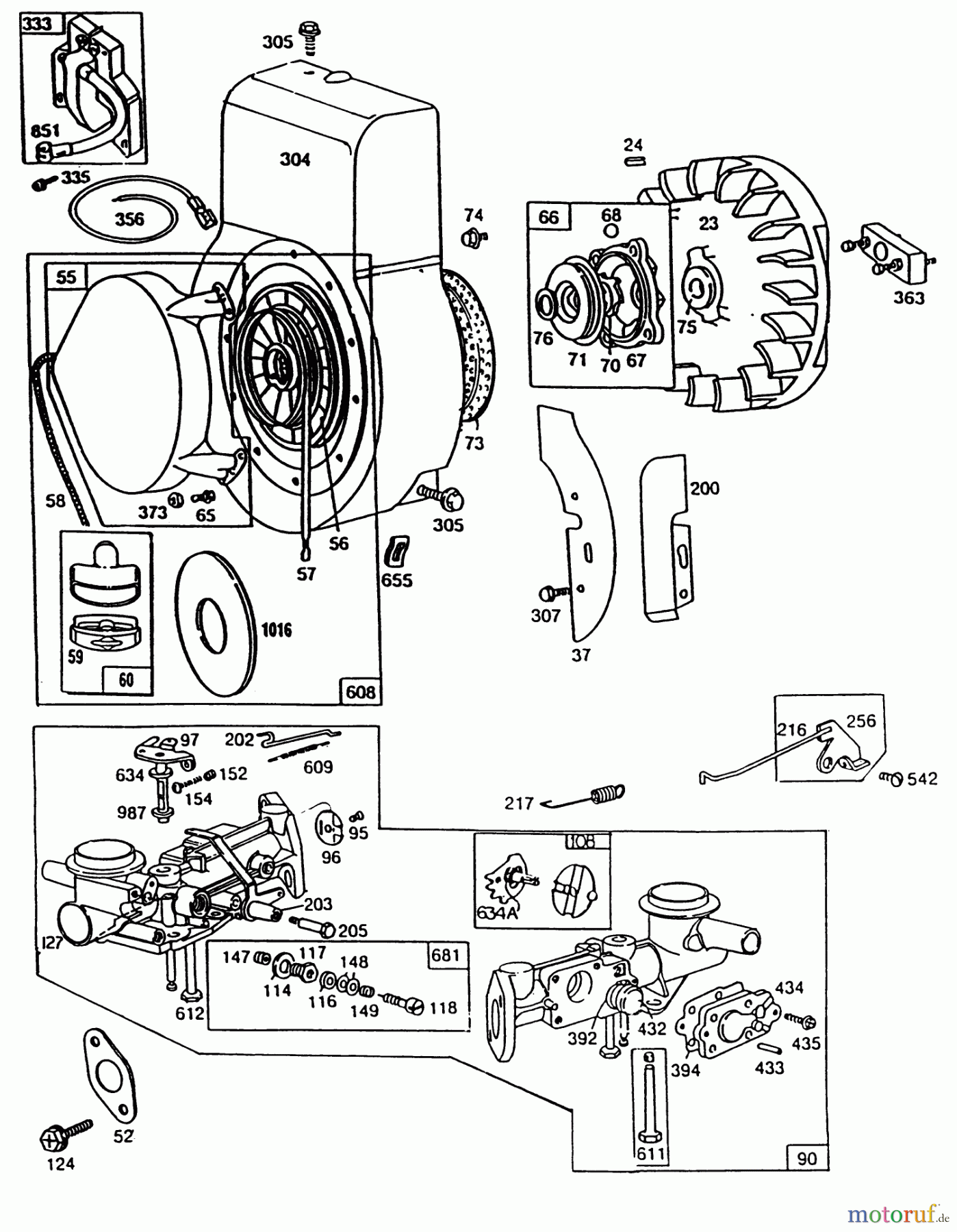 Toro Neu Blowers/Vacuums/Chippers/Shredders 62912 - Toro 5 hp Lawn Vacuum, 1991 (1000001-1999999) ENGINE BRIGGS & STRATTON MODEL NO. 130202-1640-01 #2