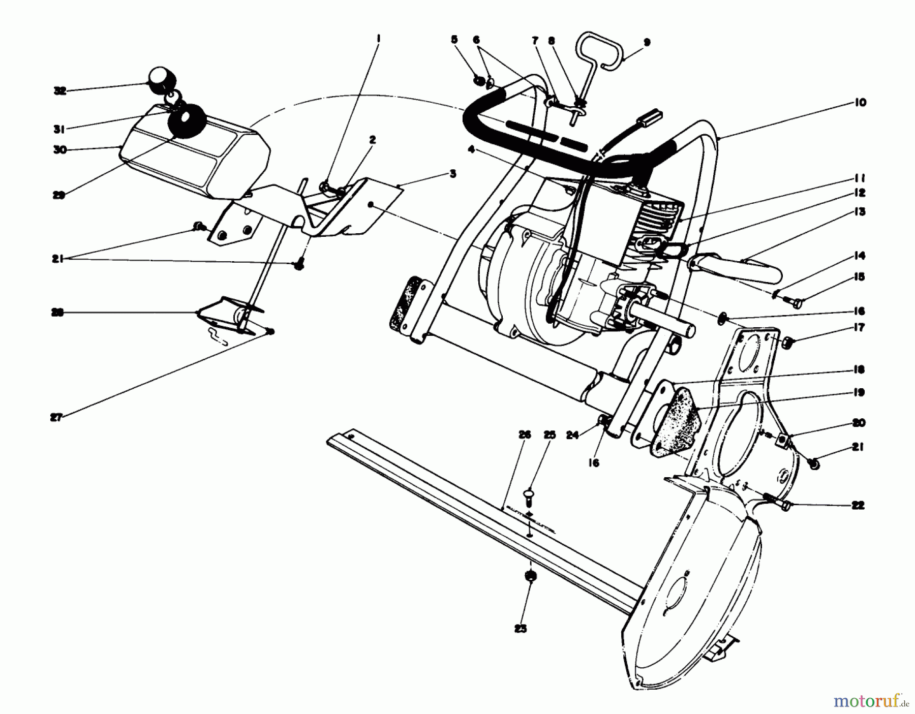  Toro Neu Snow Blowers/Snow Throwers Seite 1 31506 - Toro Snowmaster, 1976 (6000001-6999999) ENGINE ASSEMBLY