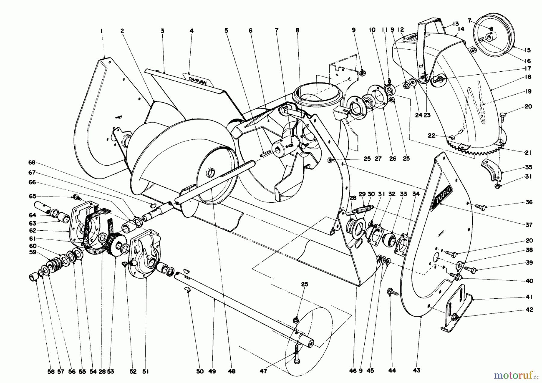  Toro Neu Snow Blowers/Snow Throwers Seite 1 31677 (724) - Toro 724 Snowthrower, 1974 (4000001-4999999) AUGER ASSEMBLY