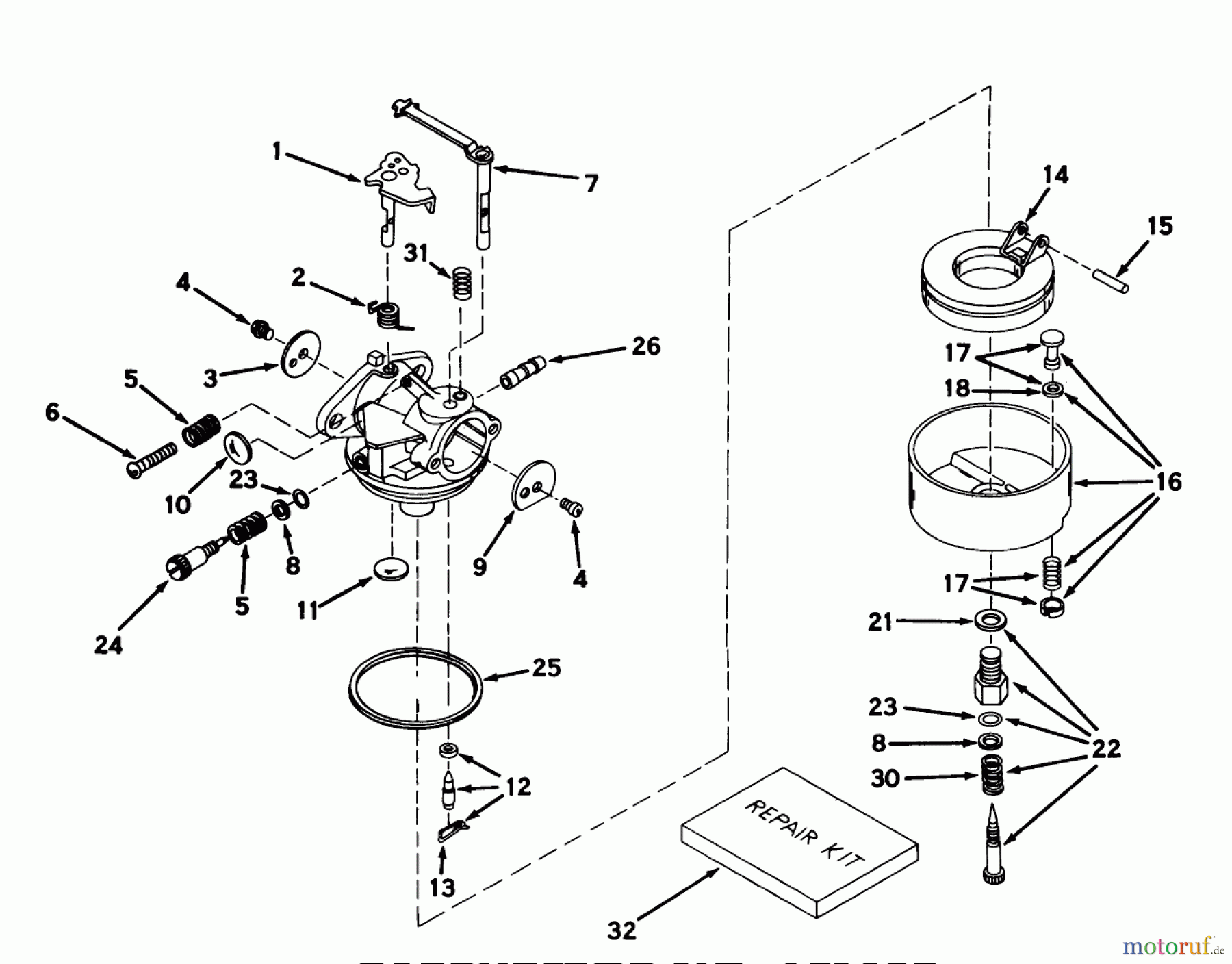  Toro Neu Snow Blowers/Snow Throwers Seite 1 31677 (724) - Toro 724 Snowthrower, 1974 (4000001-4999999) CARBURETOR NO. 631459 (7 H.P. SNOWTHROWER MODEL NO. 31677)