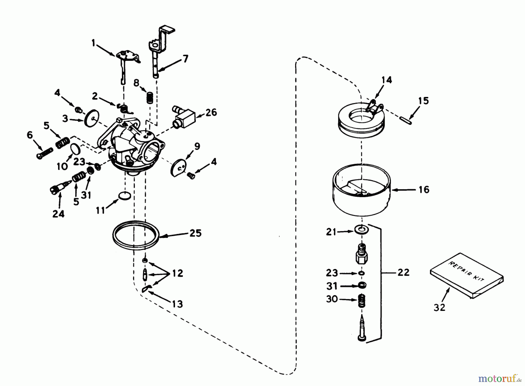 Toro Neu Snow Blowers/Snow Throwers Seite 1 31625 (524) - Toro 524 Snowthrower, 1977 (7000001-7999999) CARBURETOR NO. 631916 (5 H.P. SNOWTHROWER MODEL NO. 31625)