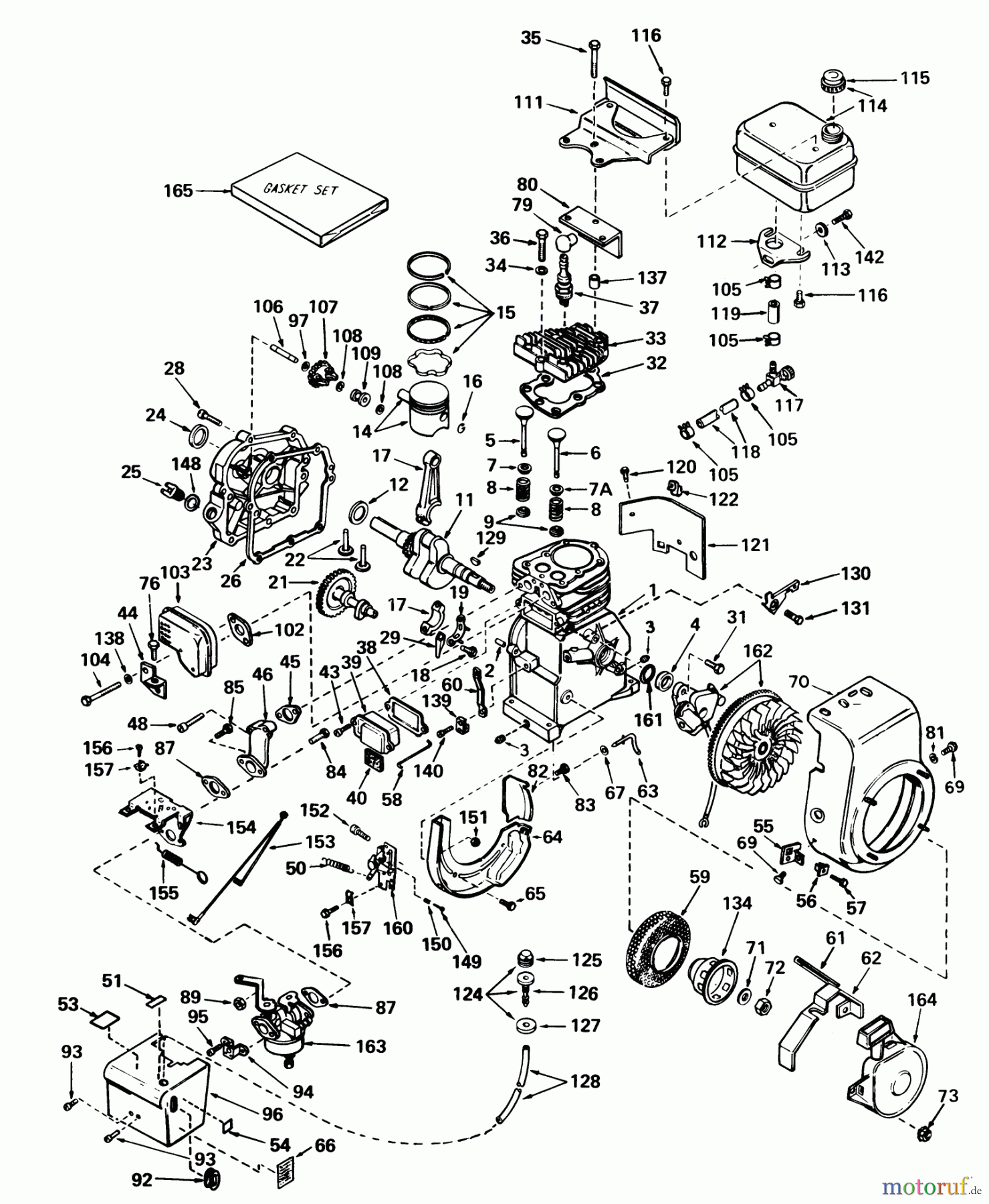 Toro Neu Snow Blowers/Snow Throwers Seite 1 31625 (524) - Toro 524 Snowthrower, 1977 (7000001-7999999) ENGINE, TECUMSEH MODEL NO. HS50-67074B (5 H.P. SNOWTHROWER MODEL NO. 31625)
