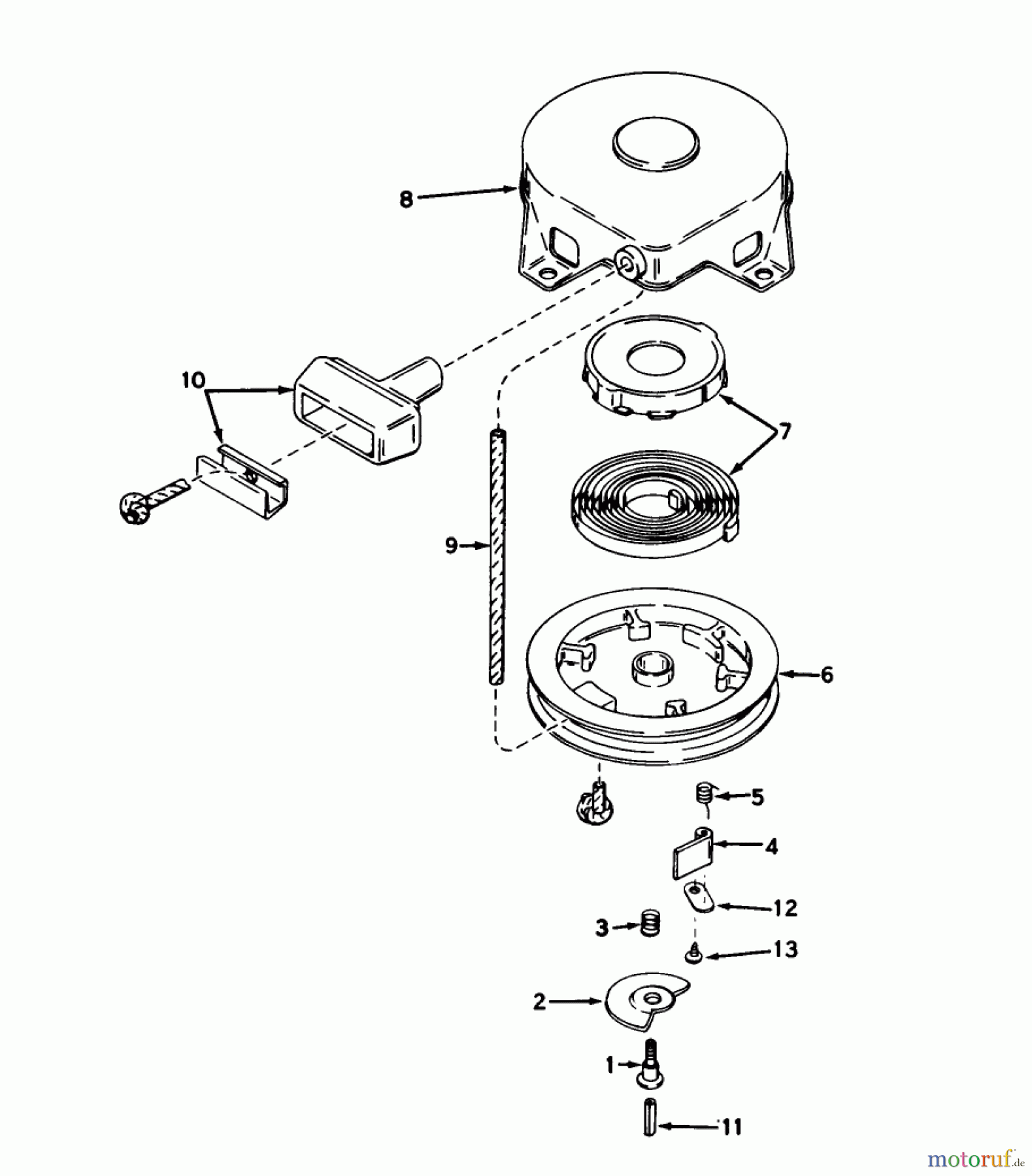 Toro Neu Snow Blowers/Snow Throwers Seite 1 31625 (524) - Toro 524 Snowthrower, 1977 (7000001-7999999) REWIND STARTER NO. 590473 (5 AND 7 H.P. SNOWTHROWER MODEL NOS. 31625 AND 31677)