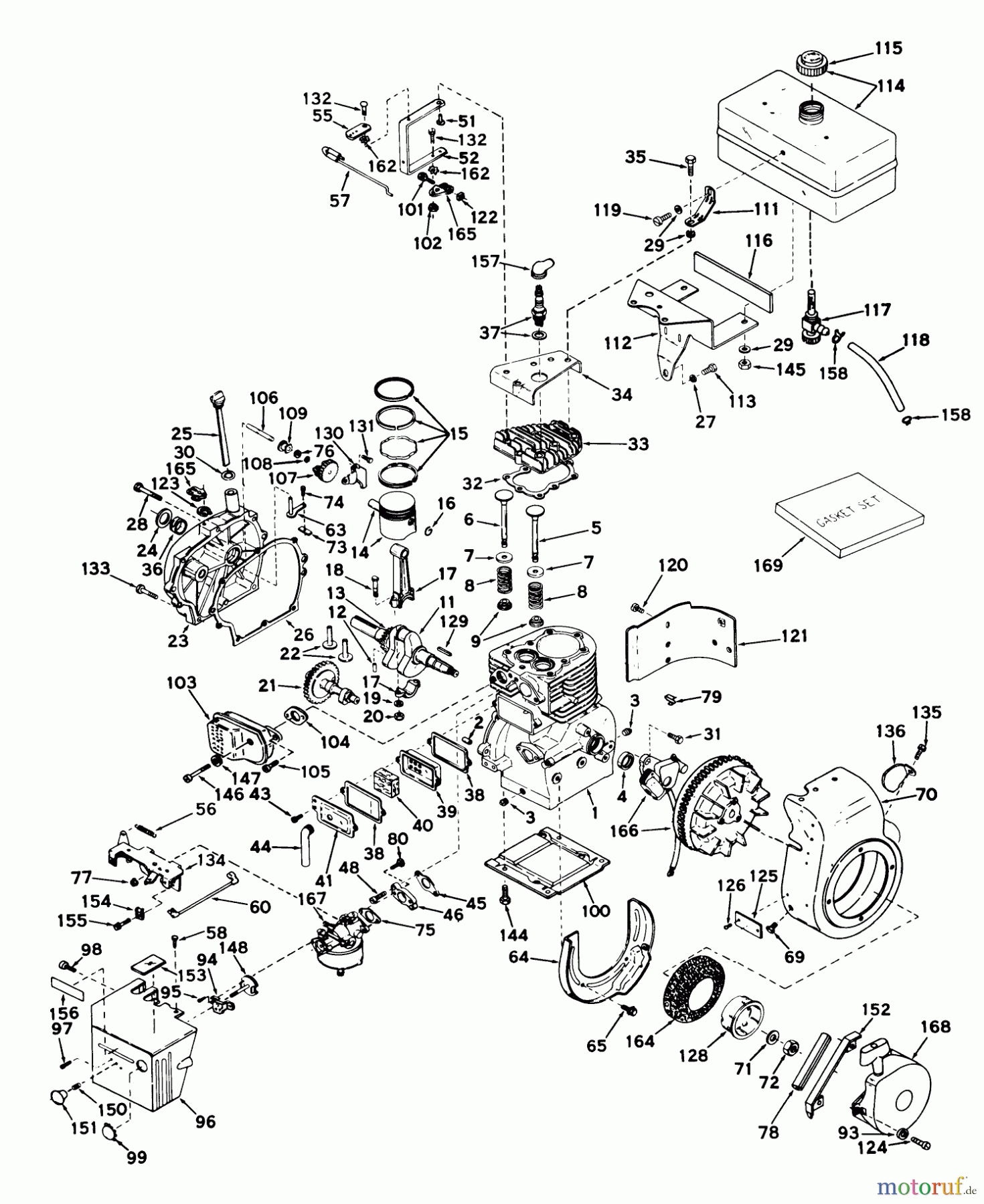  Toro Neu Snow Blowers/Snow Throwers Seite 1 31626 (526) - Toro 526 Snowthrower, 1971 (1000001-1999999) ENGINE ASSEMBLY MODEL NO. H50-65279H