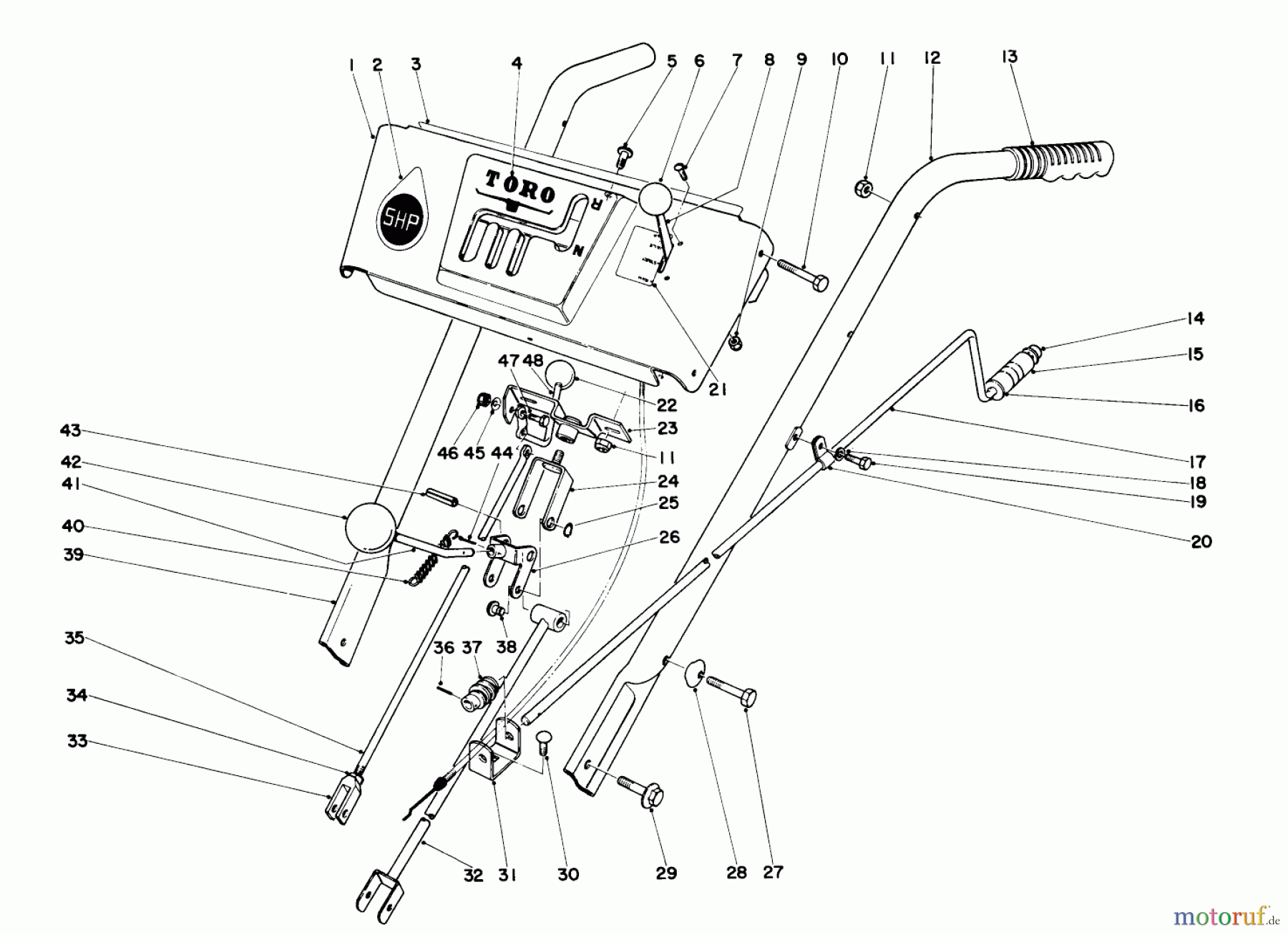  Toro Neu Snow Blowers/Snow Throwers Seite 1 31626 (526) - Toro 526 Snowthrower, 1971 (1000001-1999999) HANDLE ASSEMBLY
