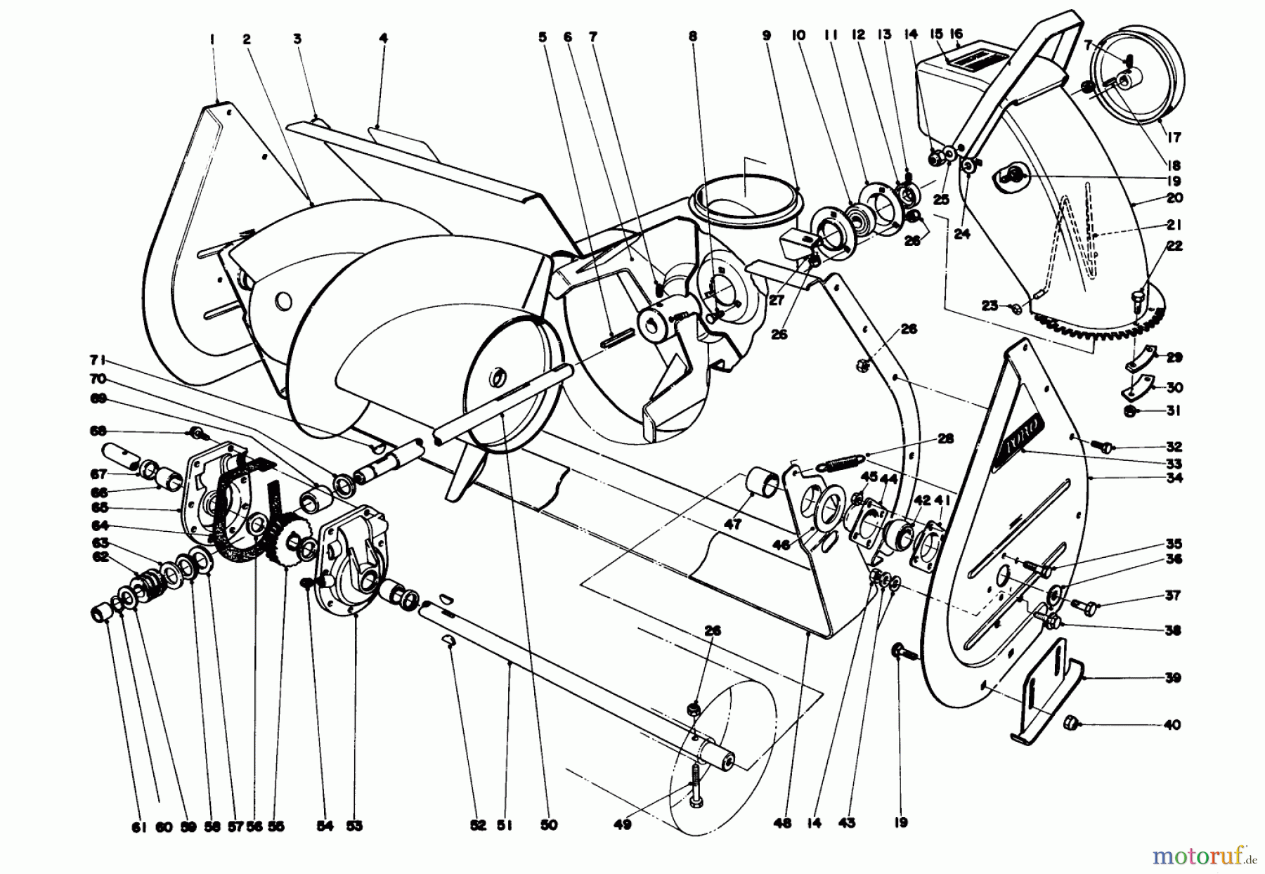 Toro Neu Snow Blowers/Snow Throwers Seite 1 31763 (826) - Toro 826 Snowthrower, 1975 (5000001-5999999) AUGER ASSEMBLY (MODEL 31763)