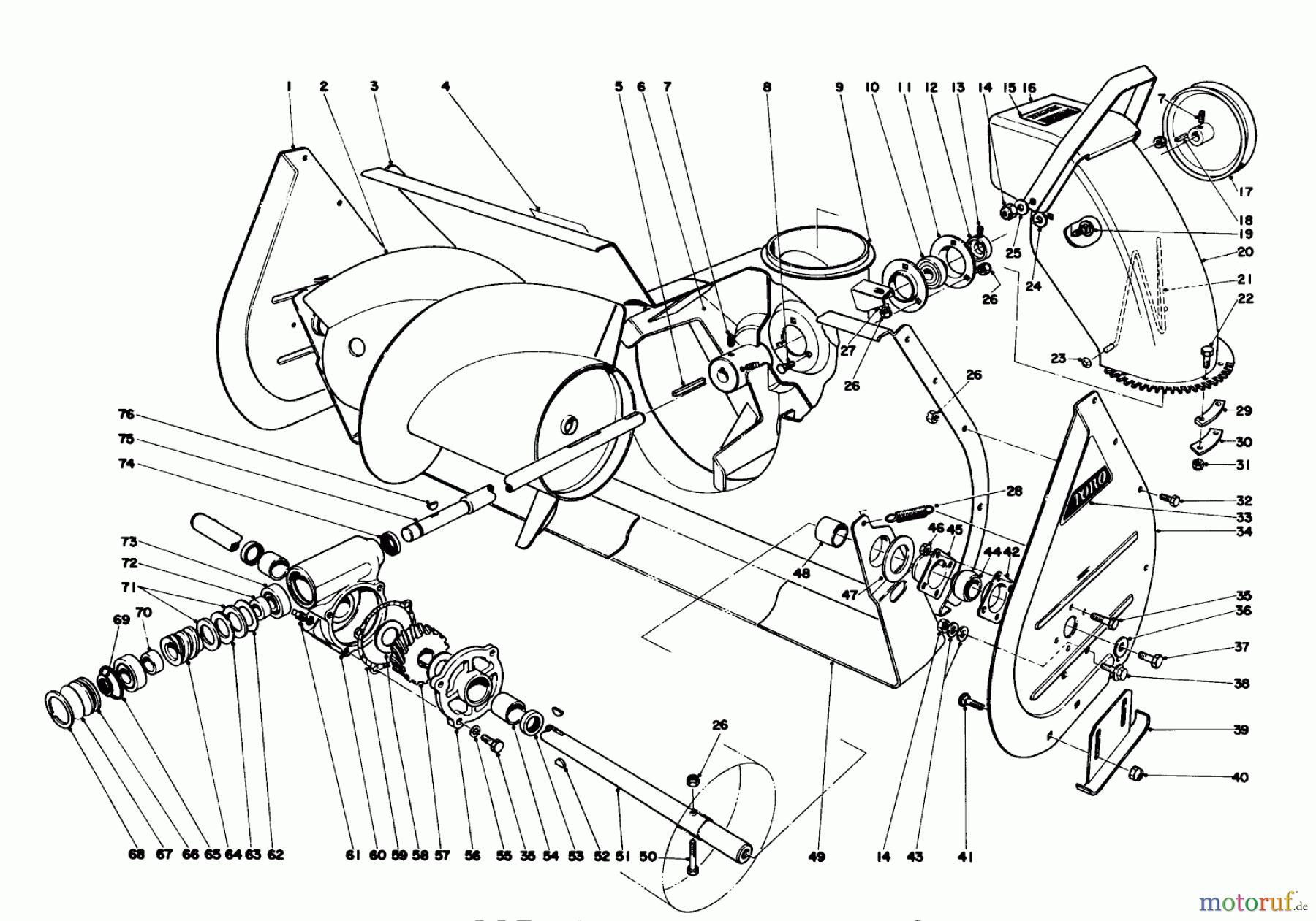 Toro Neu Snow Blowers/Snow Throwers Seite 1 31763 (826) - Toro 826 Snowthrower, 1975 (5000001-5999999) AUGER ASSEMBLY (MODEL NO. 31823)