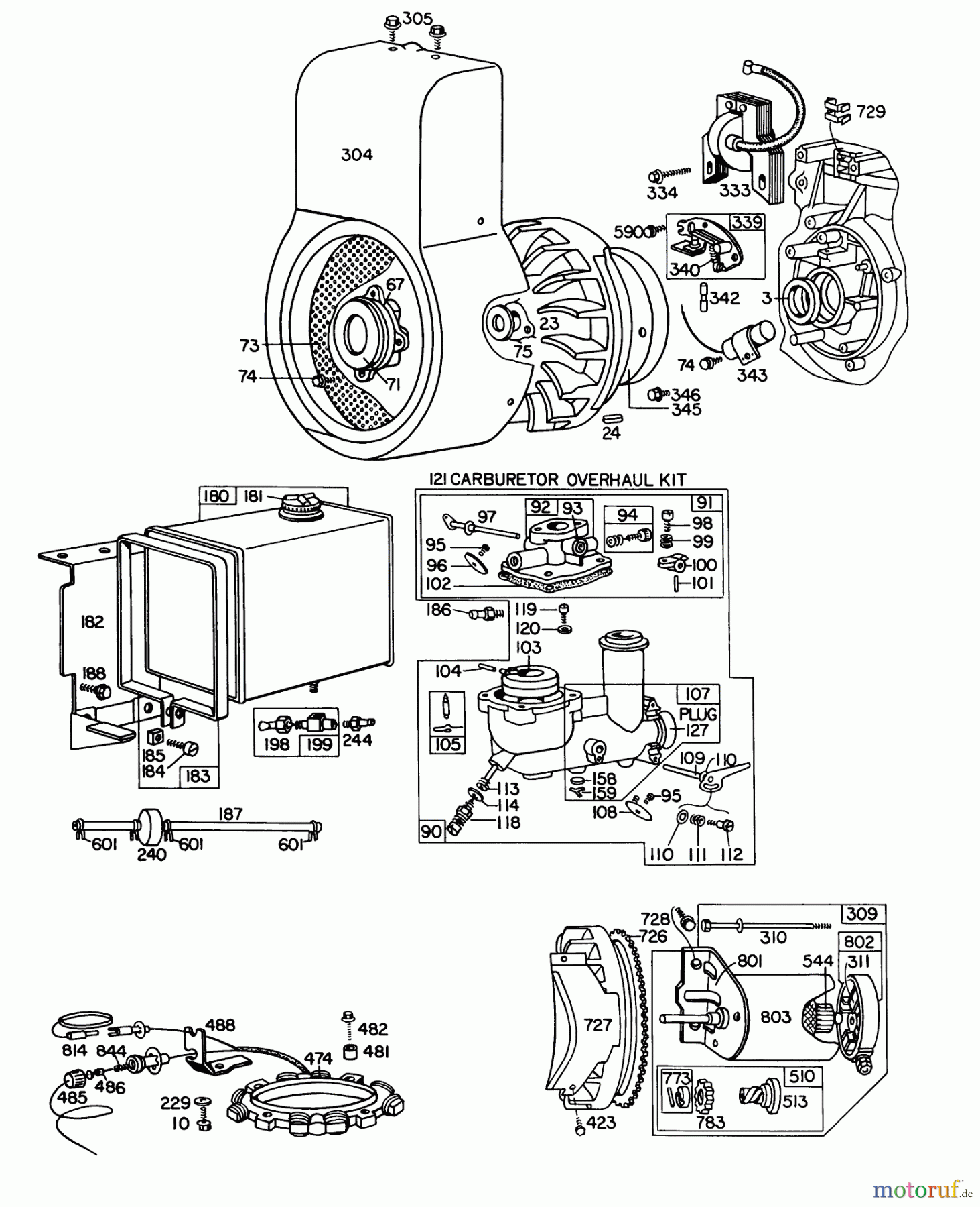 Toro Neu Snow Blowers/Snow Throwers Seite 1 31995 (1032) - Toro 1032 Snowthrower, 1976 (6000001-6999999) ENGINE BRIGGS & STRATTON MODEL NO. 251417 TYPE NO. 0140-01 #2