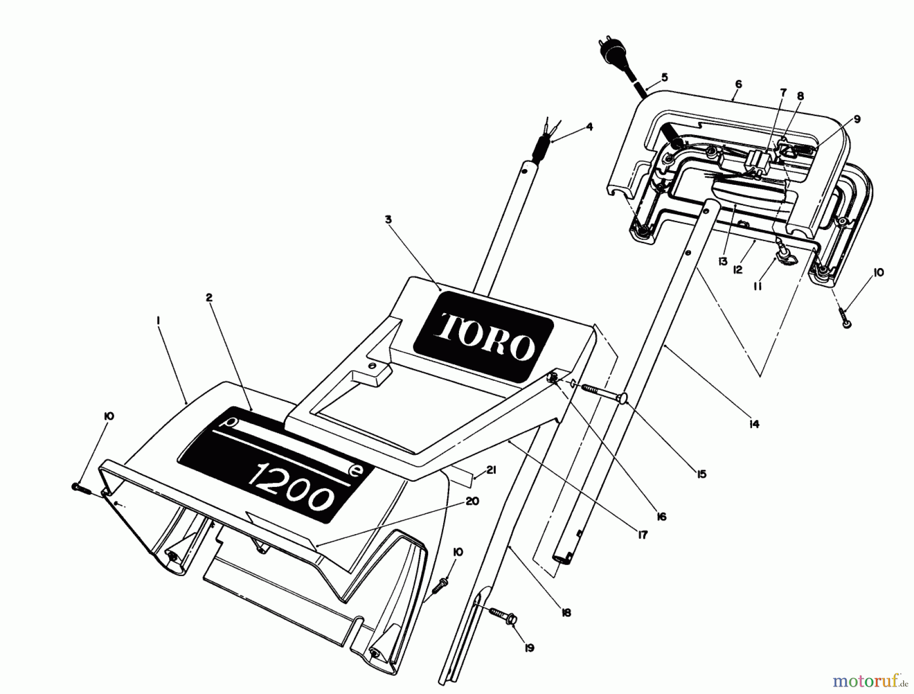 Toro Neu Snow Blowers/Snow Throwers Seite 1 38005 (1200) - Toro 1200 Power Curve Snowthrower, 1993 (3900001-3999999) HANDLE ASSEMBLY